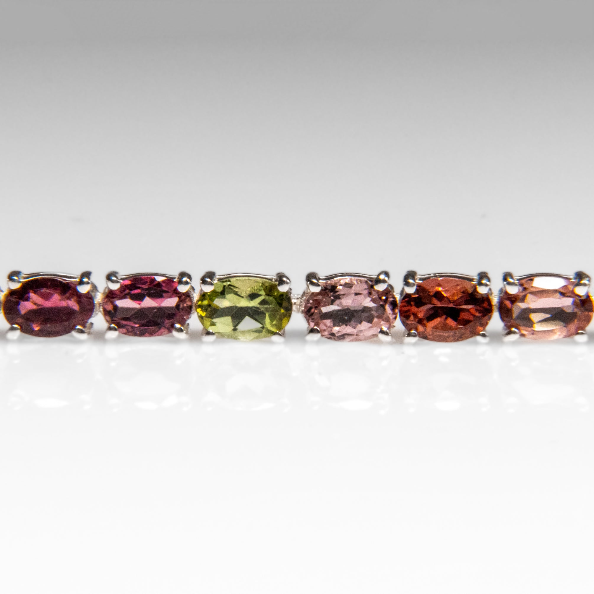 Genuine Tourmaline Gemstone Tennis Bracelet in .925 Sterling Silver