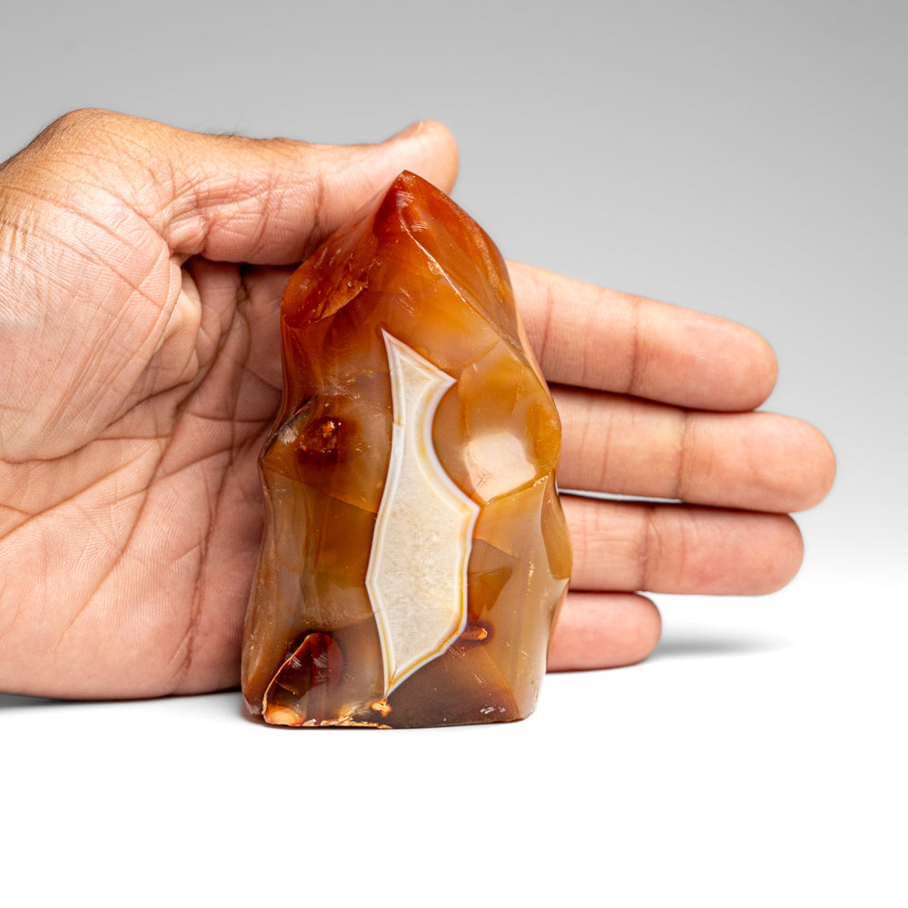 Polished Carnelian Agate Flame Freeform from Madagascar (355.8 grams)