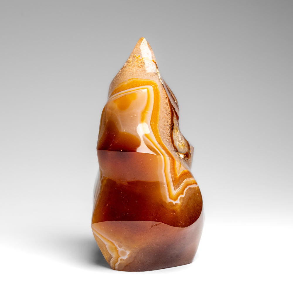 Polished Carnelian Agate Flame Freeform from Madagascar (592.4 grams)