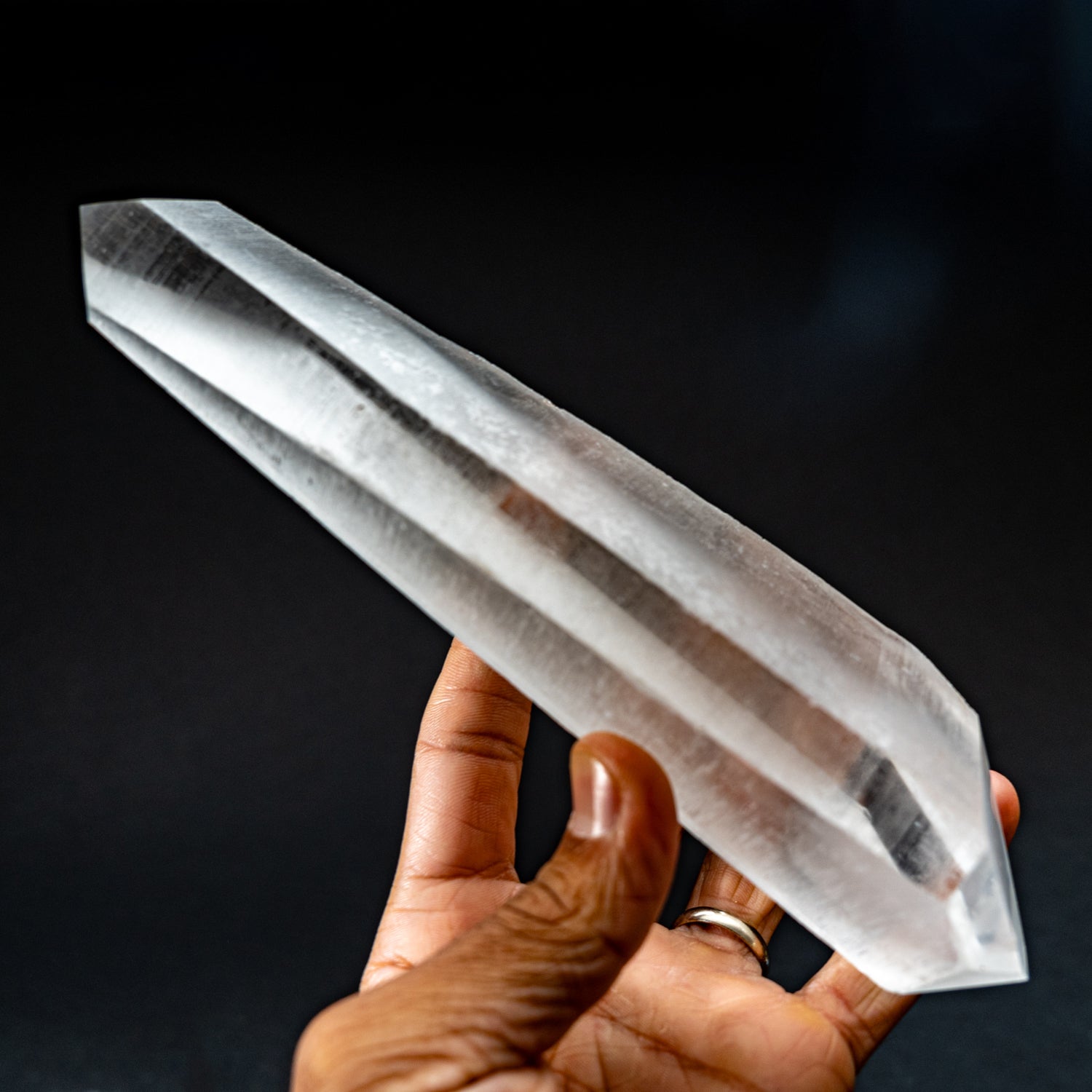 Double Terminated Natural Lemurian Quartz Crystal from Brazil (1.75 lbs)