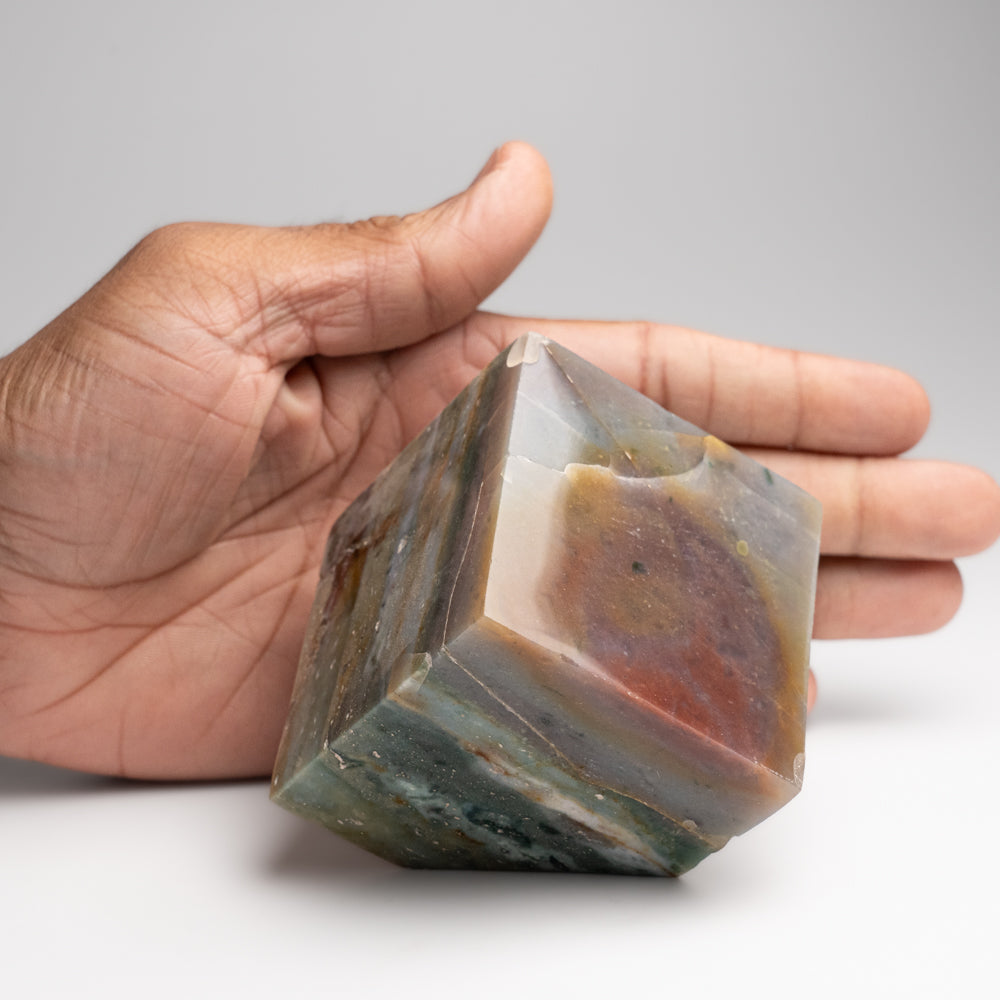 Polished Ocean Jasper Cube from Madagascar (1.2 lbs)