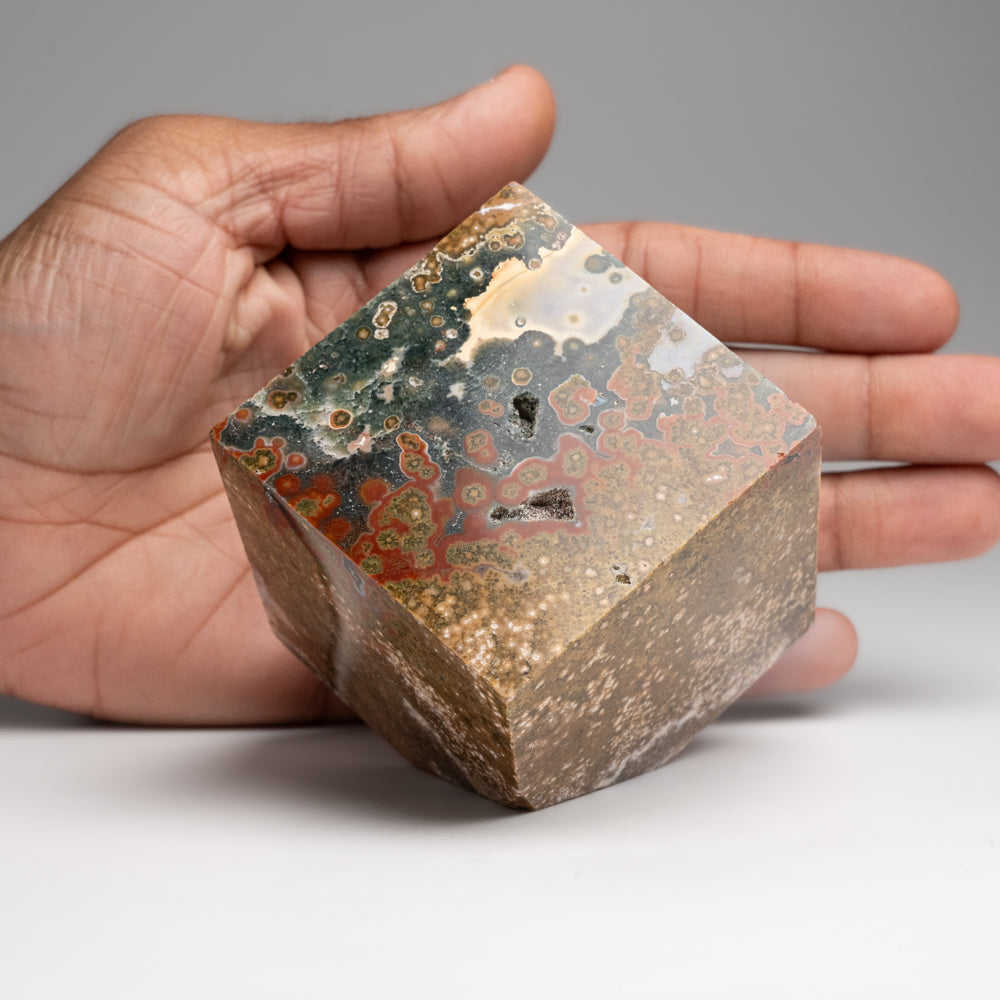 Polished Ocean Jasper Cube from Madagascar (1.3 lbs)