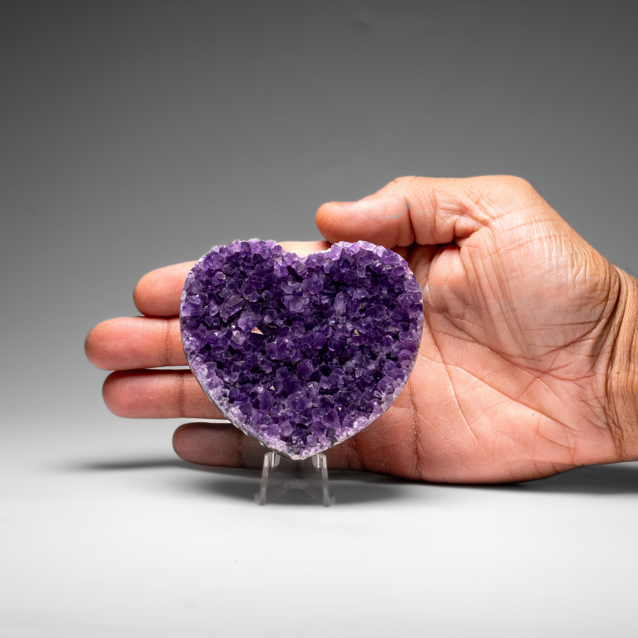 Genuine Amethyst Crystal Cluster Heart from Uruguay (184.1 grams) - Astro Gallery of Gems