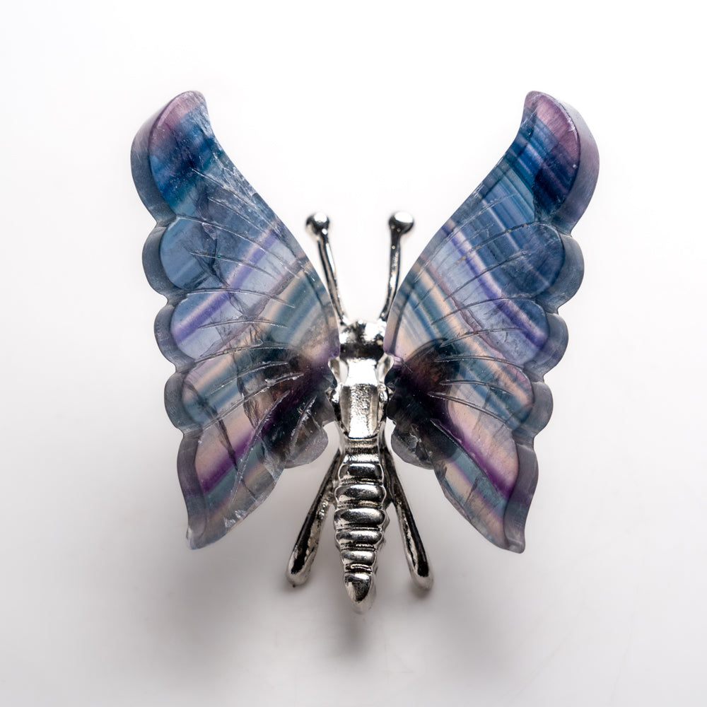 Polished Rainbow Fluorite Slice Butterfly Wings (118 grams)