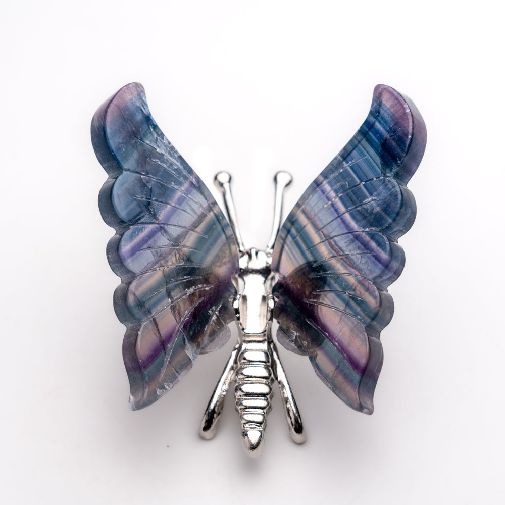 Polished Rainbow Fluorite Slice Butterfly Wings (118 grams)