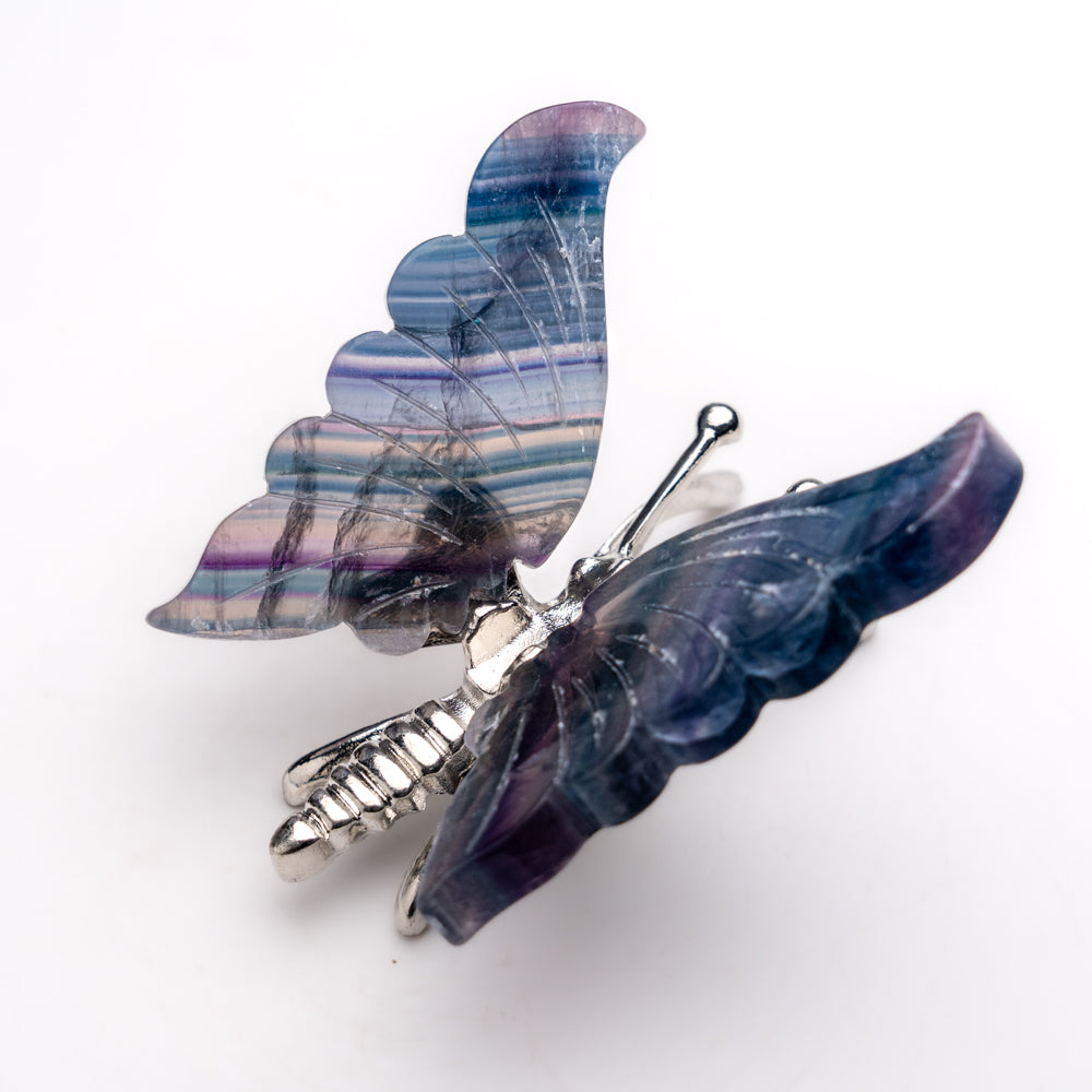 Polished Rainbow Fluorite Slice Butterfly Wings (118 grams)