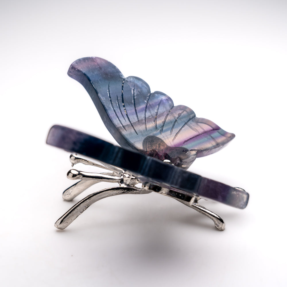 Polished Rainbow Fluorite Slice Butterfly Wings (118 grams)