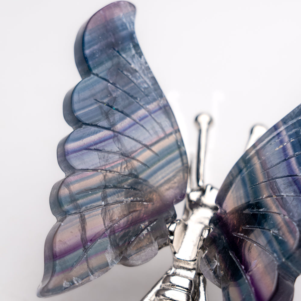 Polished Rainbow Fluorite Slice Butterfly Wings (118 grams)