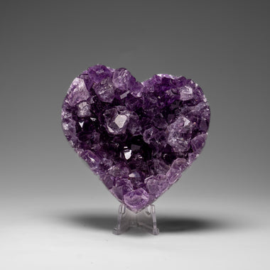Genuine Amethyst Crystal Cluster Heart from Uruguay (288.3 grams) - Astro Gallery of Gems