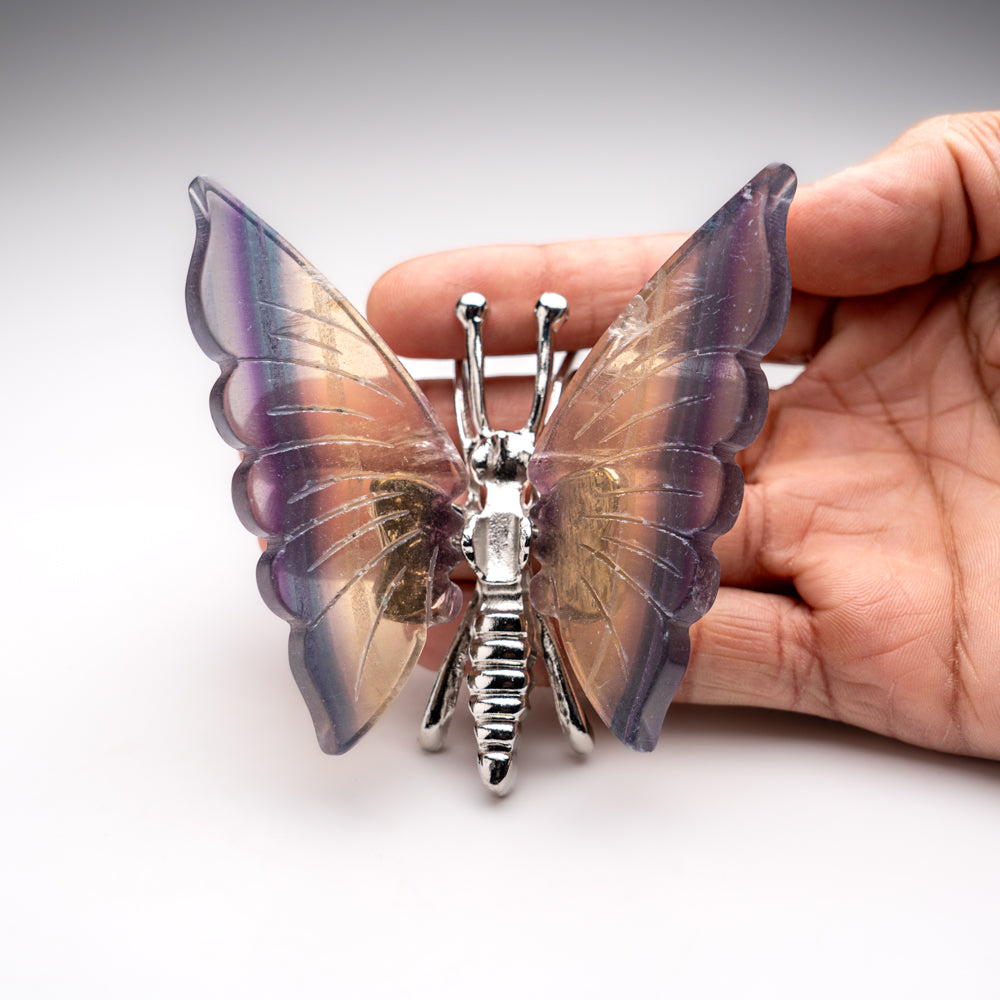 Polished Rainbow Fluorite Slice Butterfly Wings (103.2 grams)