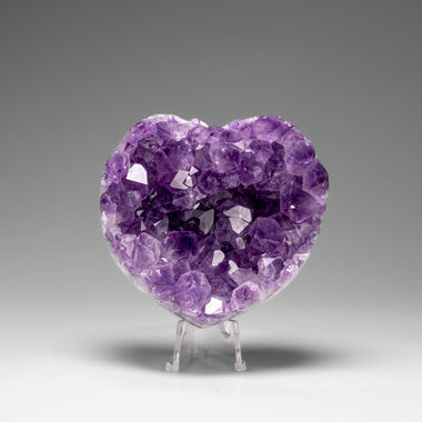 Genuine Amethyst Crystal Cluster Heart from Uruguay (242.7 grams) - Astro Gallery of Gems