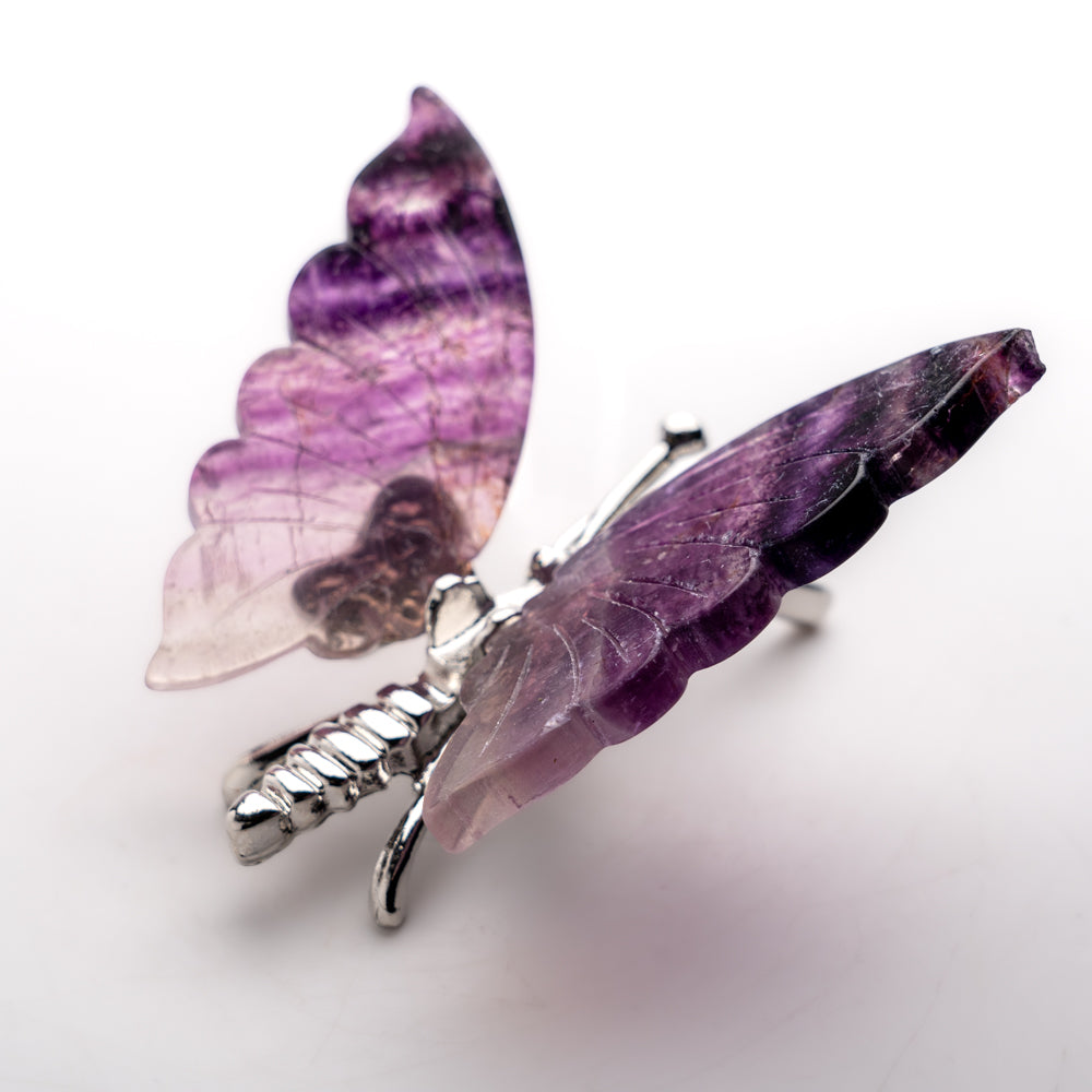 Polished Rainbow Fluorite Slice Butterfly Wings (100.2 grams)