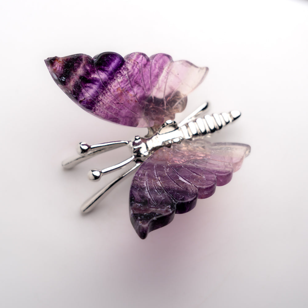 Polished Rainbow Fluorite Slice Butterfly Wings (100.2 grams)