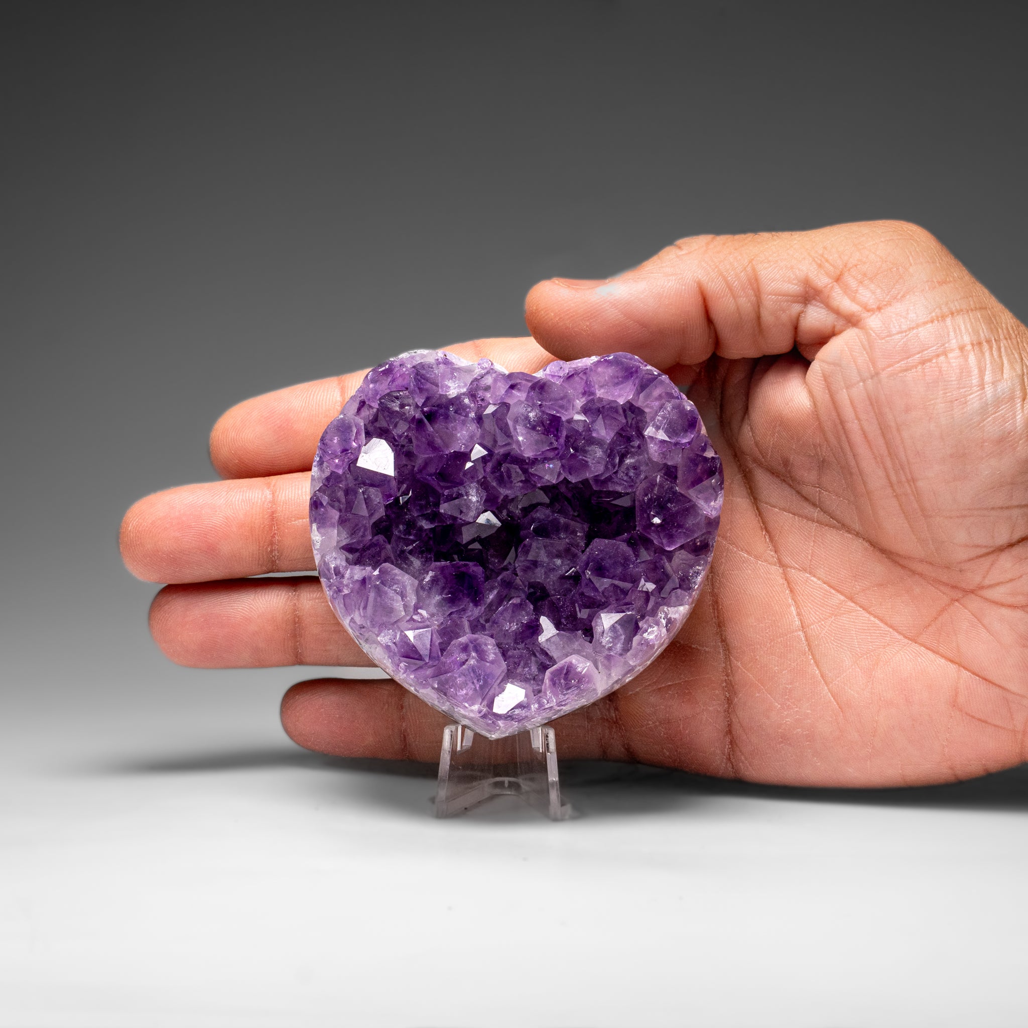 Genuine Amethyst Crystal Cluster Heart from Uruguay (242.7 grams) - Astro Gallery of Gems