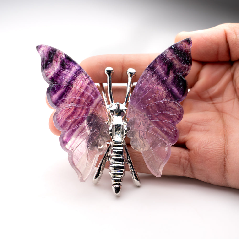 Polished Rainbow Fluorite Slice Butterfly Wings (100.2 grams)