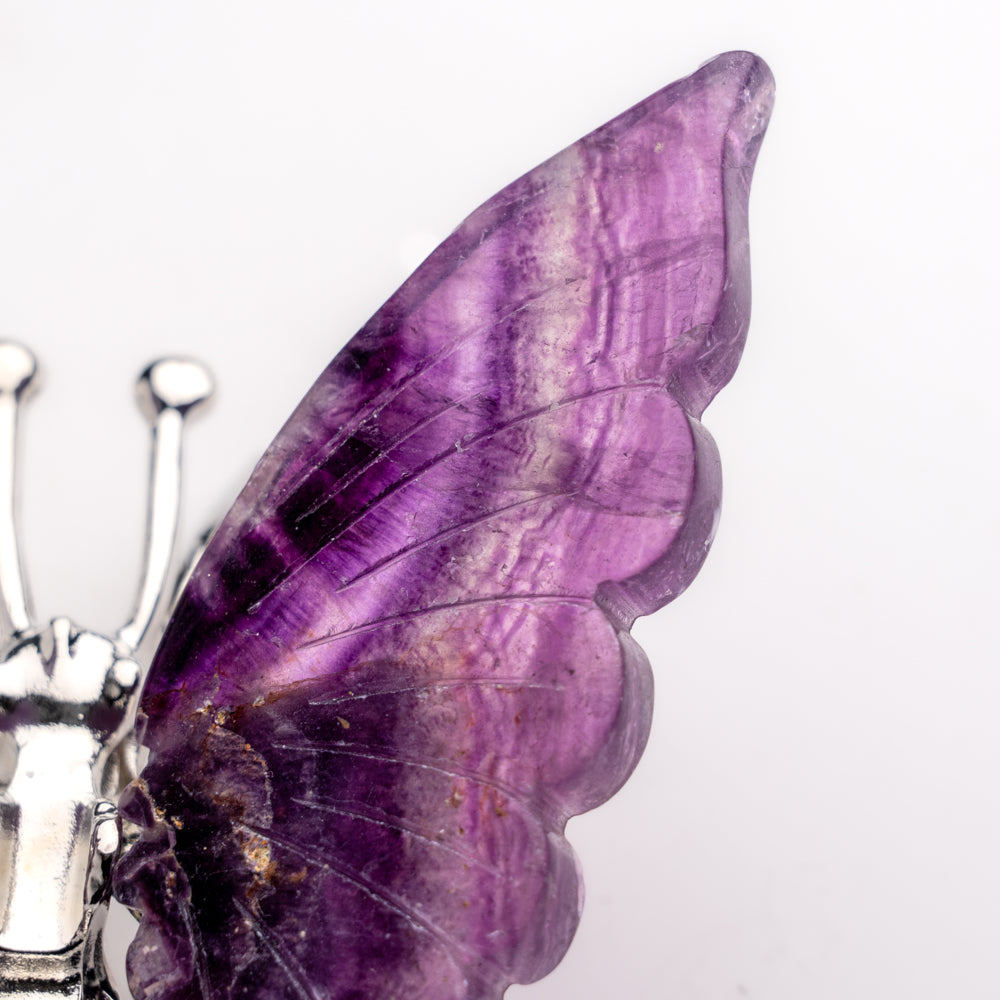 Polished Rainbow Fluorite Slice Butterfly Wings (113.8 grams)