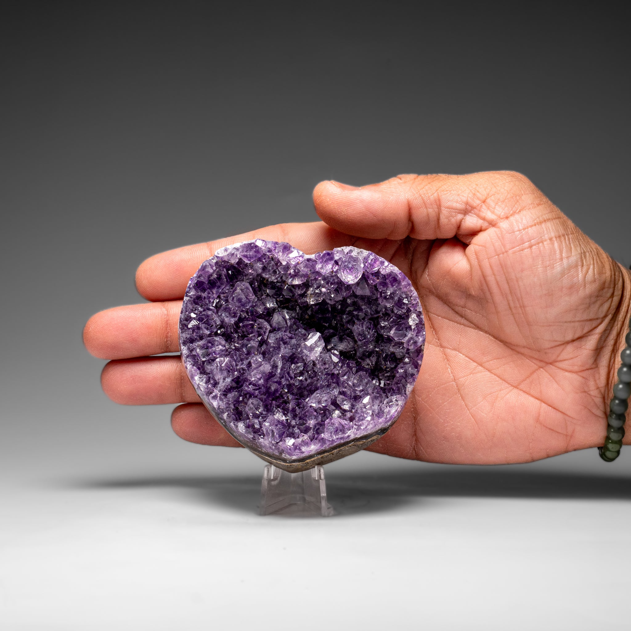 Genuine Amethyst Crystal Cluster Heart from Uruguay (242 grams) - Astro Gallery of Gems