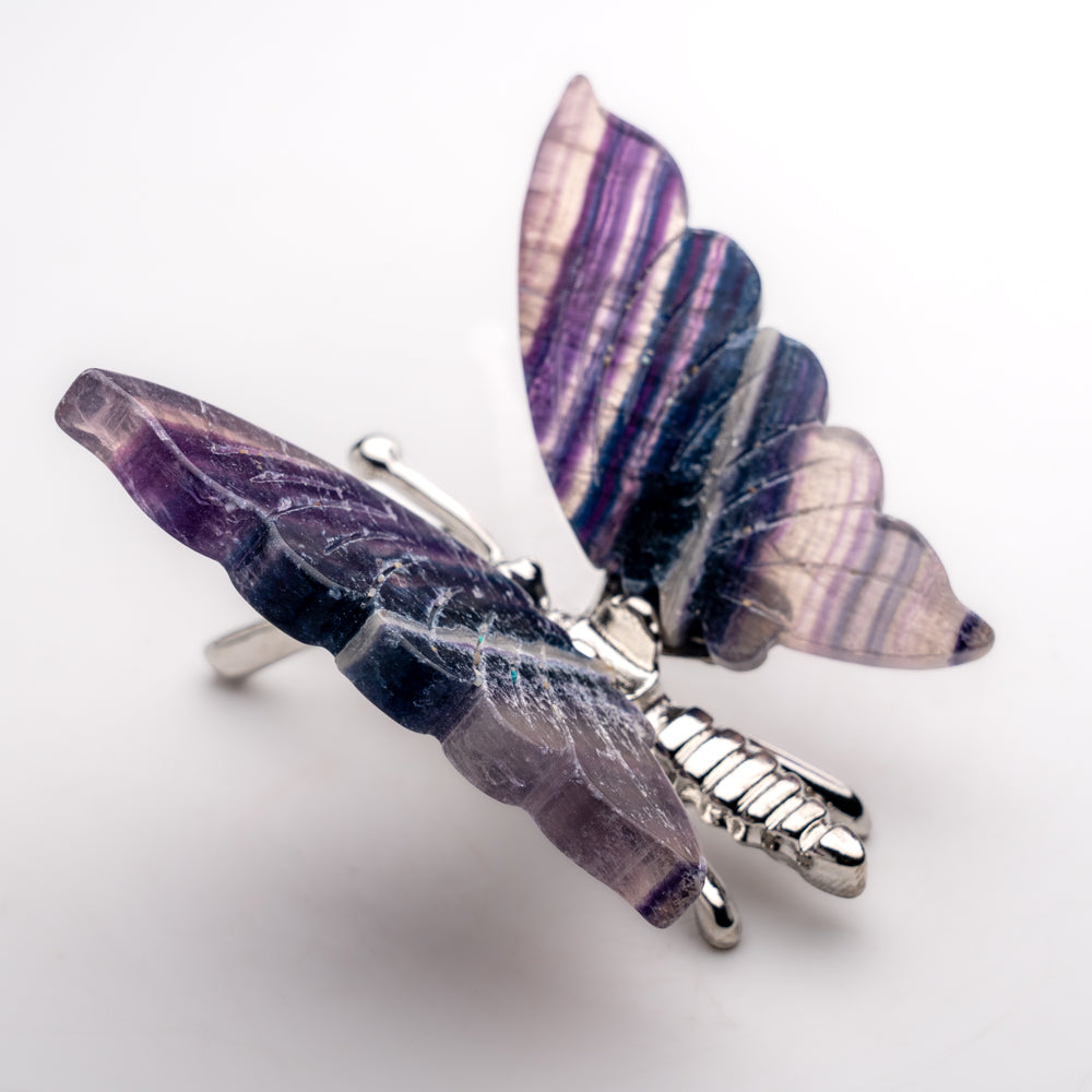 Polished Rainbow Fluorite Slice Butterfly Wings (110 grams)