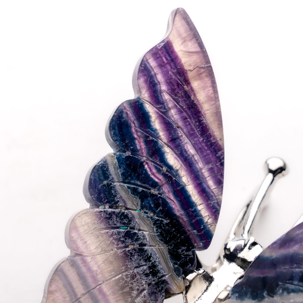 Polished Rainbow Fluorite Slice Butterfly Wings (110 grams)