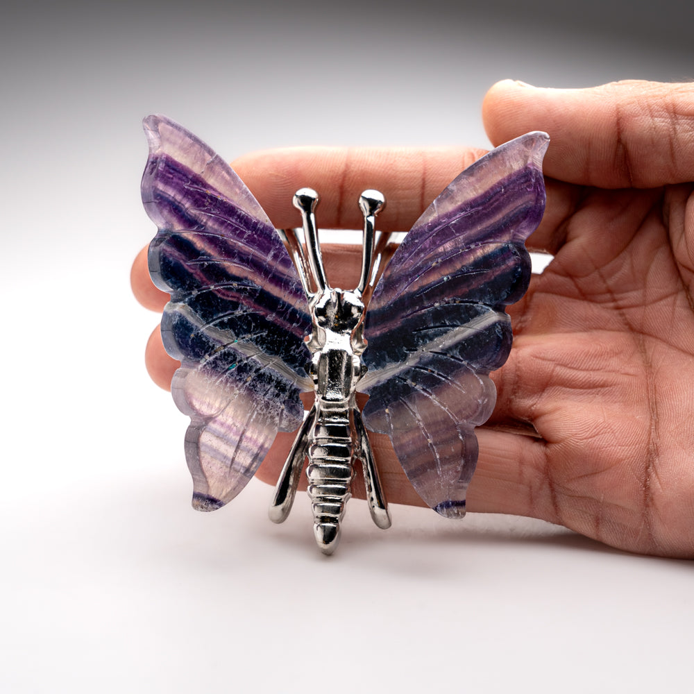 Polished Rainbow Fluorite Slice Butterfly Wings (110 grams)