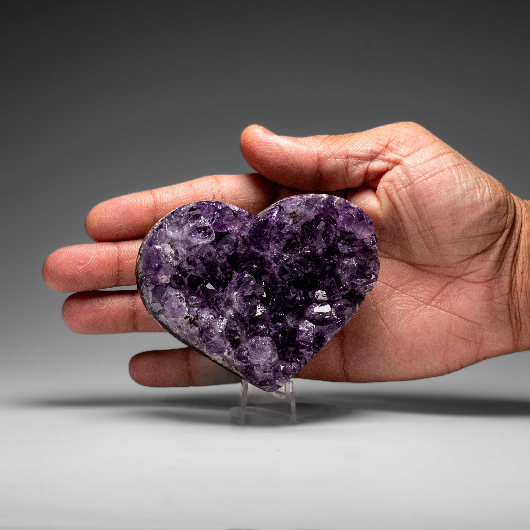 Genuine Amethyst Crystal Cluster Heart from Uruguay (282.8 grams) - Astro Gallery of Gems