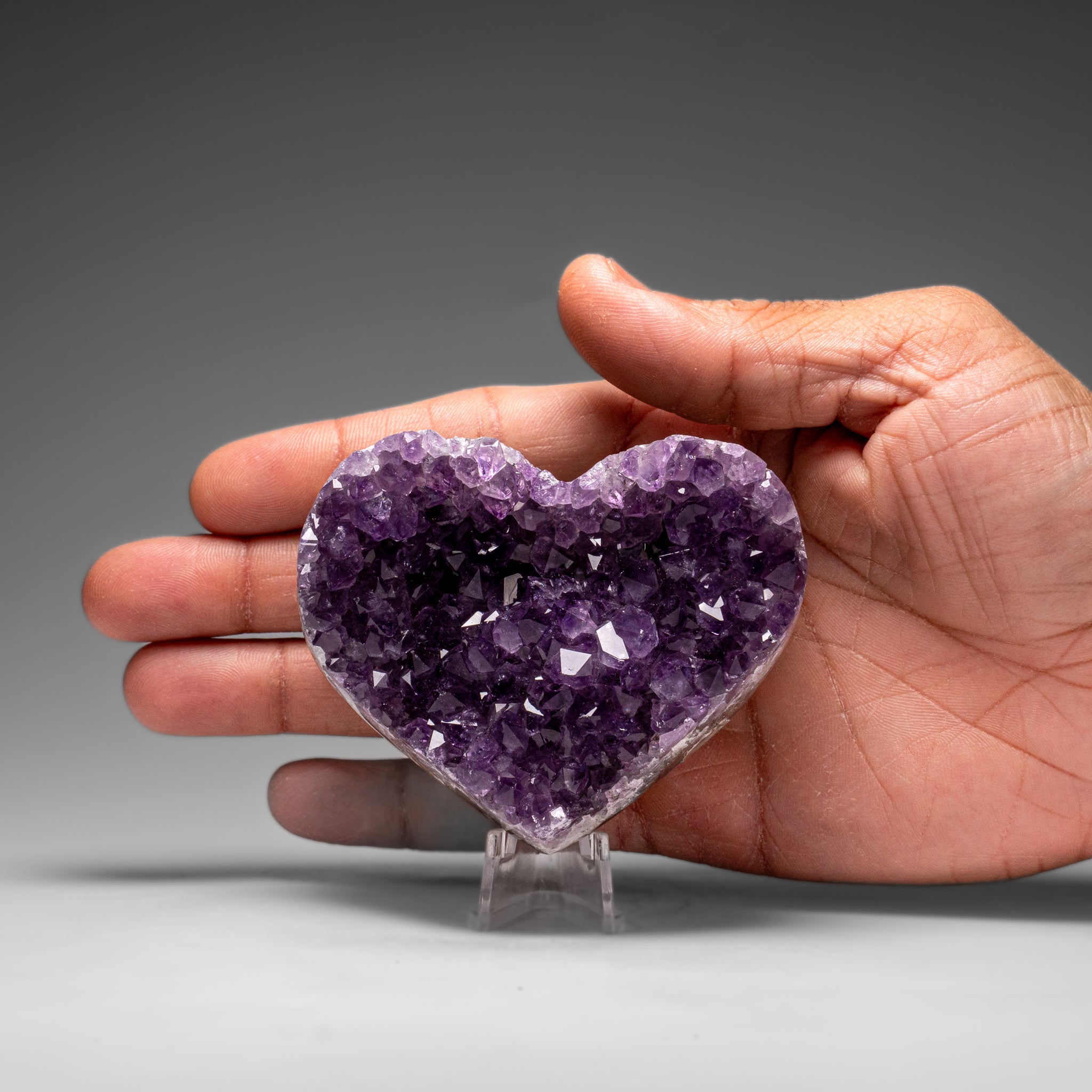Genuine Amethyst Crystal Cluster Heart from Uruguay (264.9 grams) - Astro Gallery of Gems