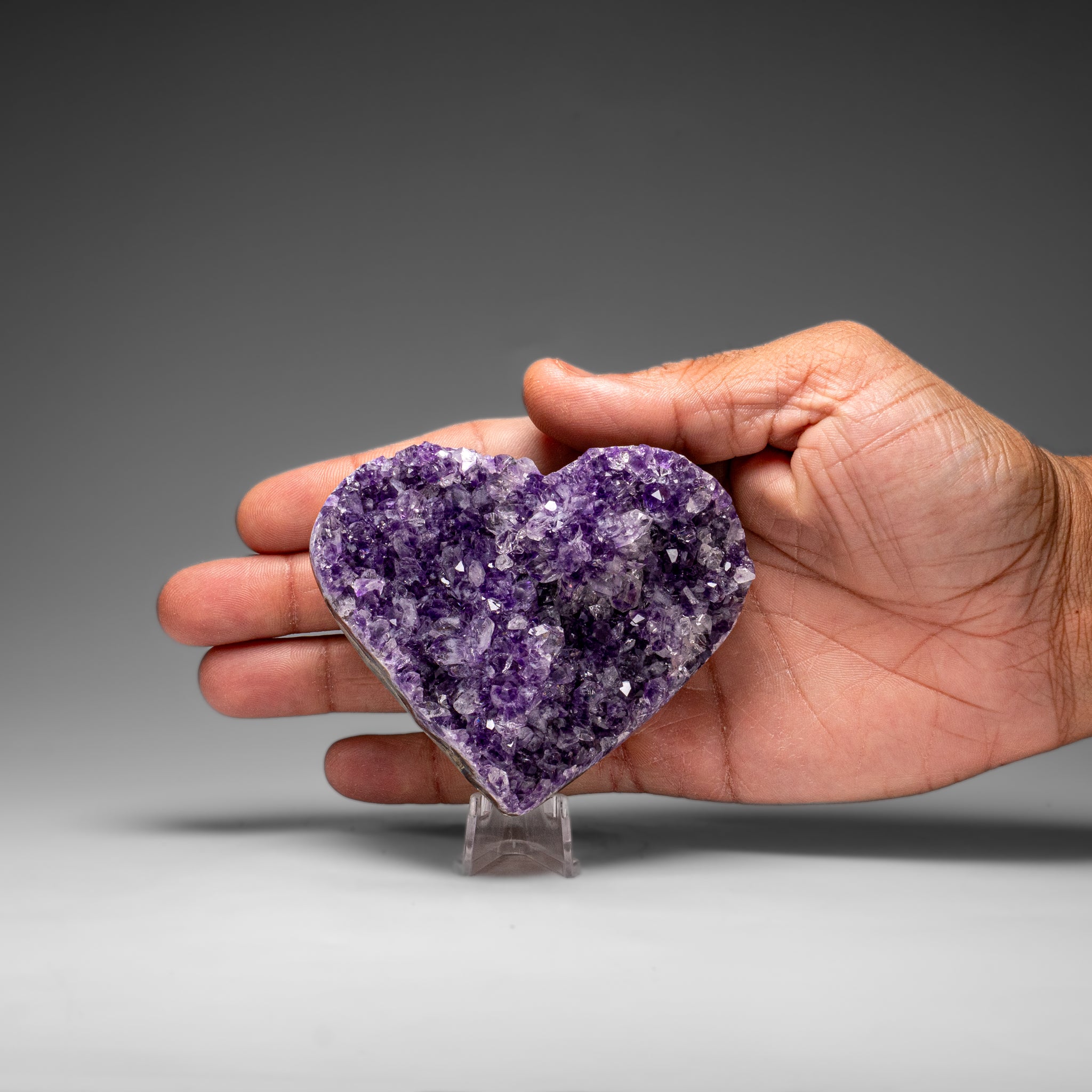 Genuine Amethyst Crystal Cluster Heart from Uruguay (251 grams) - Astro Gallery of Gems