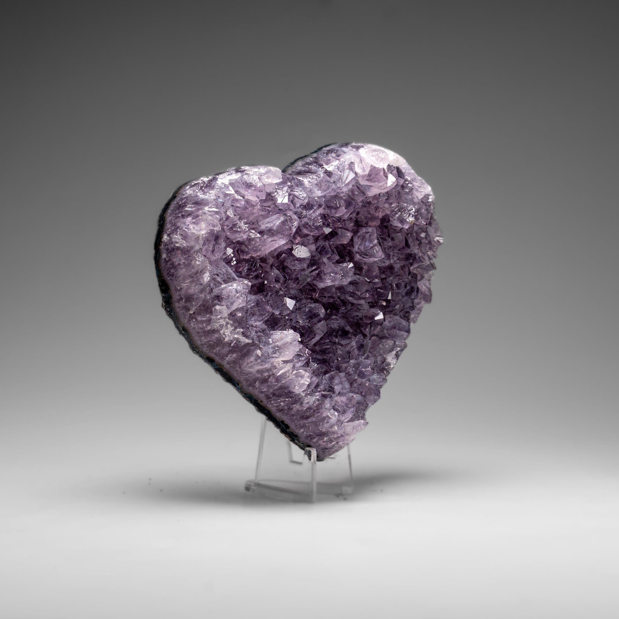 Genuine Amethyst Crystal Cluster Heart from Uruguay (366.9 grams) - Astro Gallery of Gems