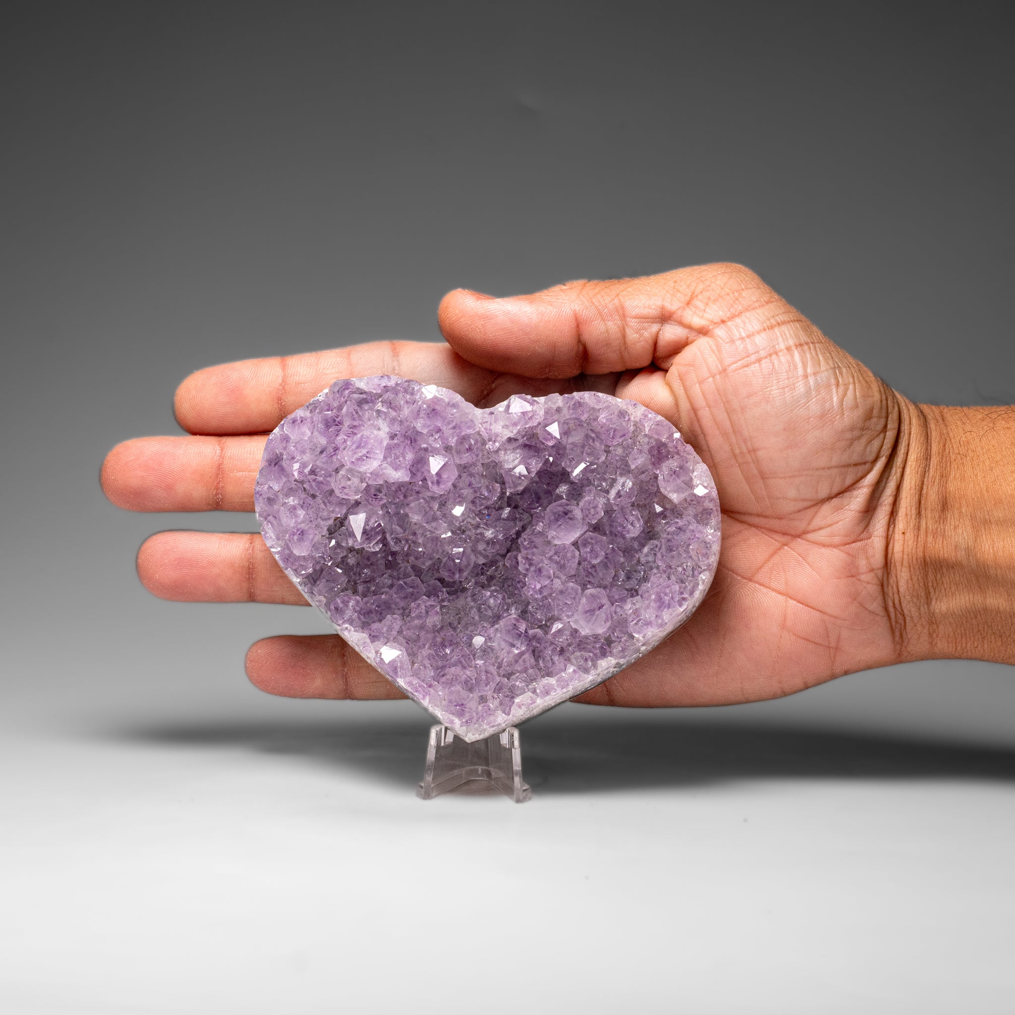 Genuine Amethyst Crystal Cluster Heart from Uruguay (327.3 grams) - Astro Gallery of Gems