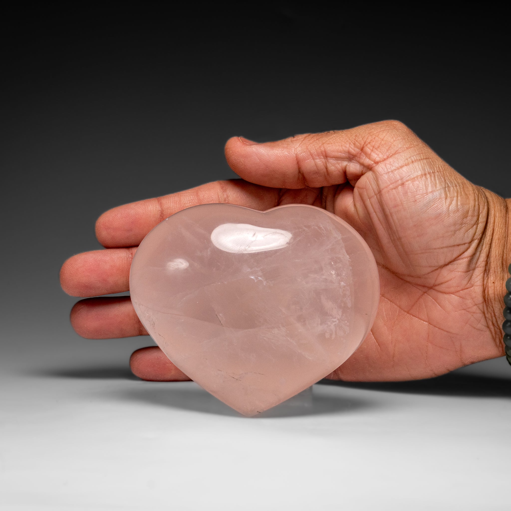 Genuine Polished Rose Quartz Heart from Brazil (424.2 grams) - Astro Gallery of Gems