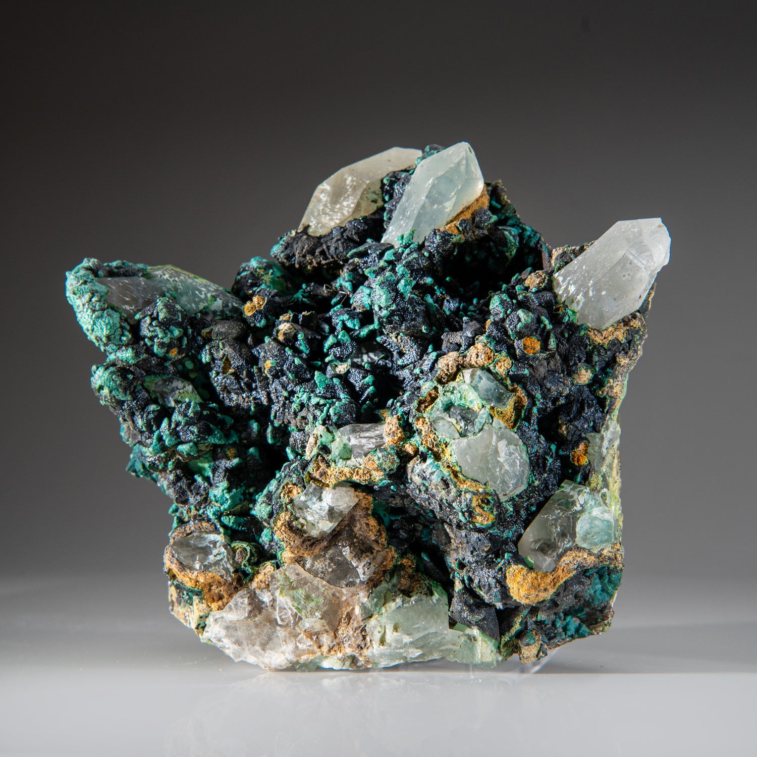 Chrysocolla over Quartz from Ray Mine, Mineral Creek District, Pinal County, Arizona