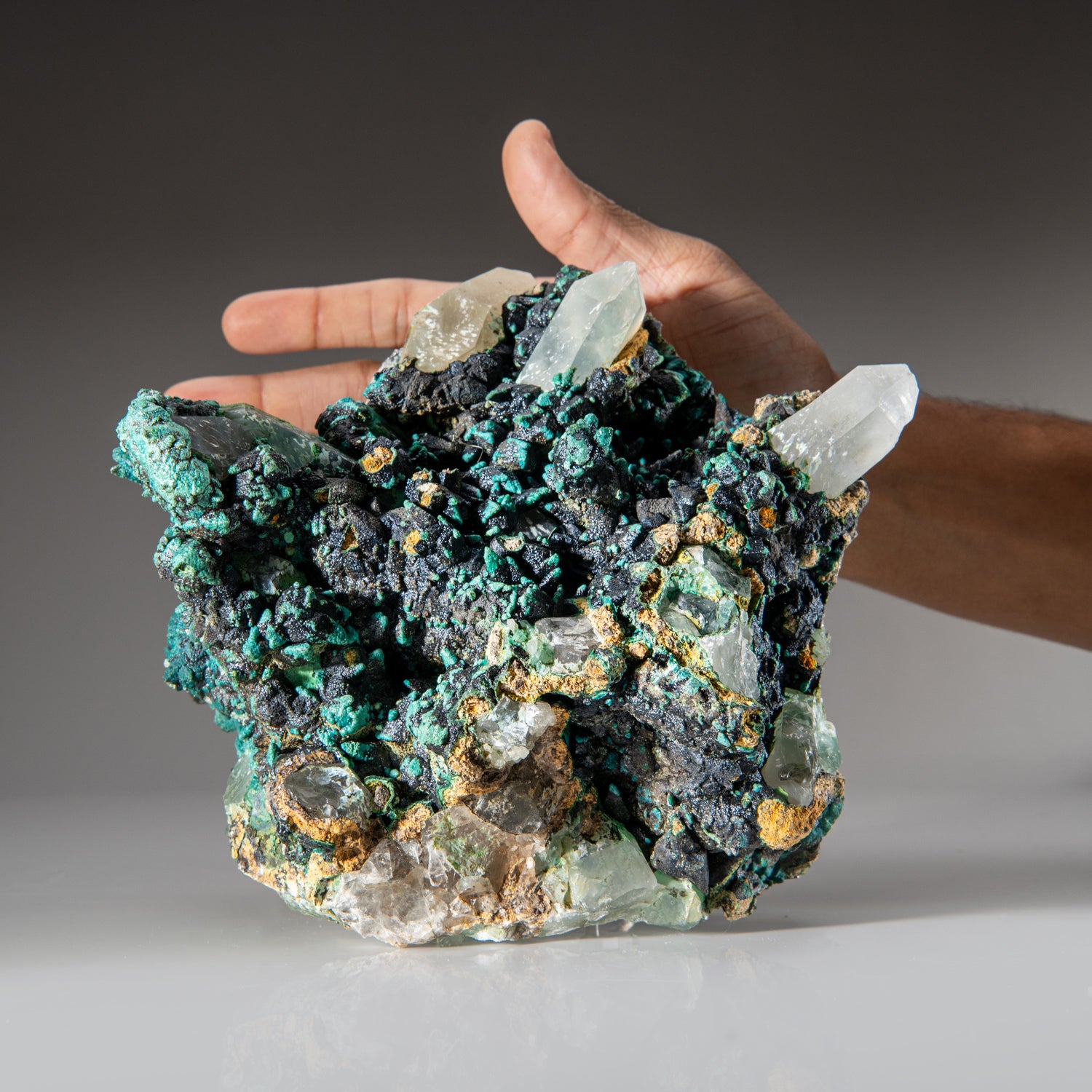 Chrysocolla over Quartz from Ray Mine, Mineral Creek District, Pinal County, Arizona
