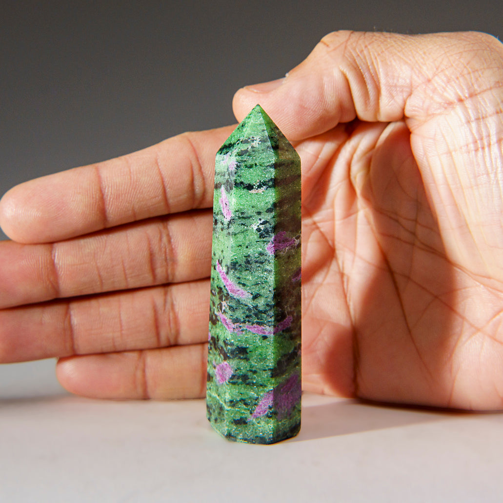 Genuine Polished (Medium) Ruby Zoisite Point — Astro Gallery of Gems