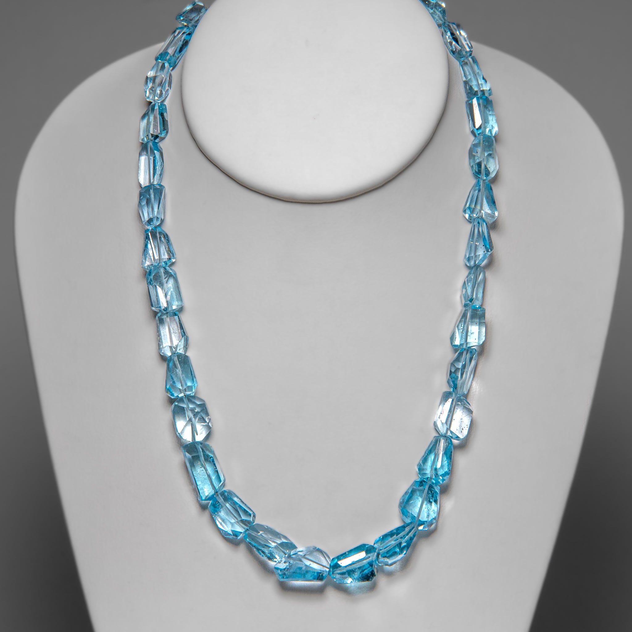 Sterling Silver Blue Topaz Gemstone Adjustable 18 Inch Necklace