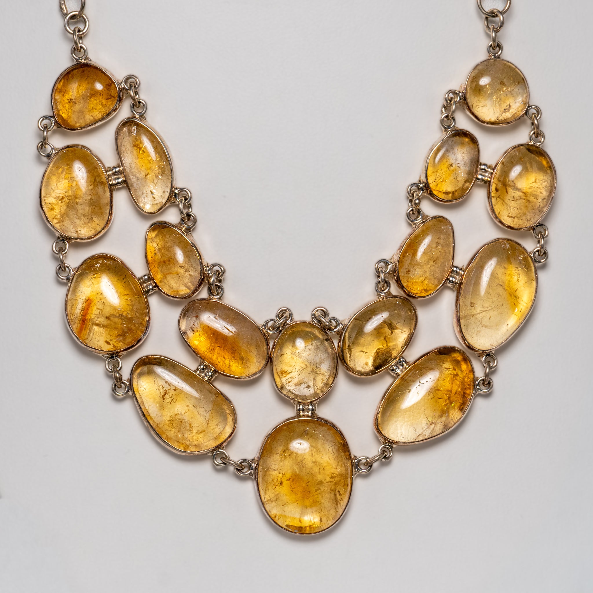 Genuine Rutilated Quartz Sterling Silver 16 Inch Statement Necklace