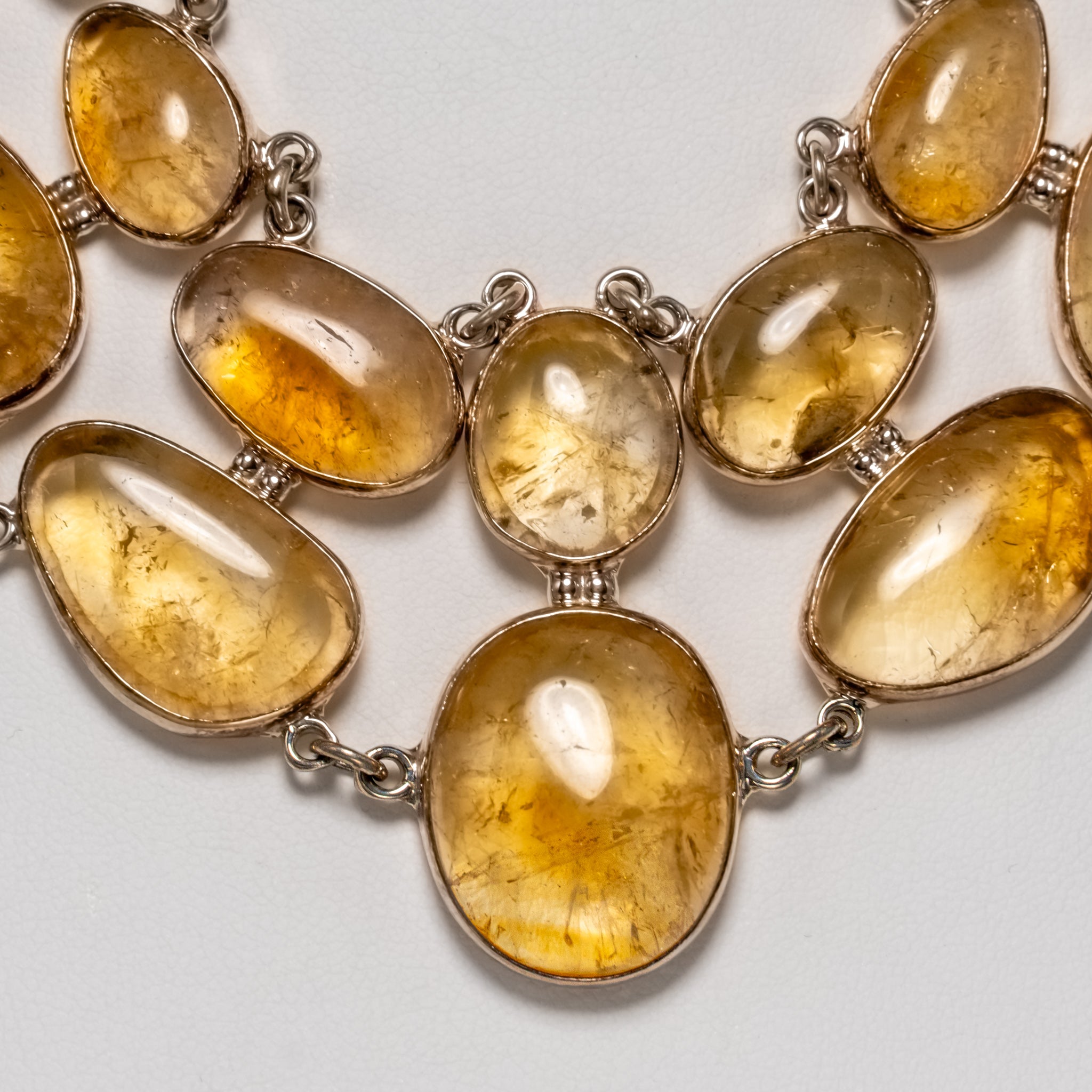 Genuine Rutilated Quartz Sterling Silver 16 Inch Statement Necklace