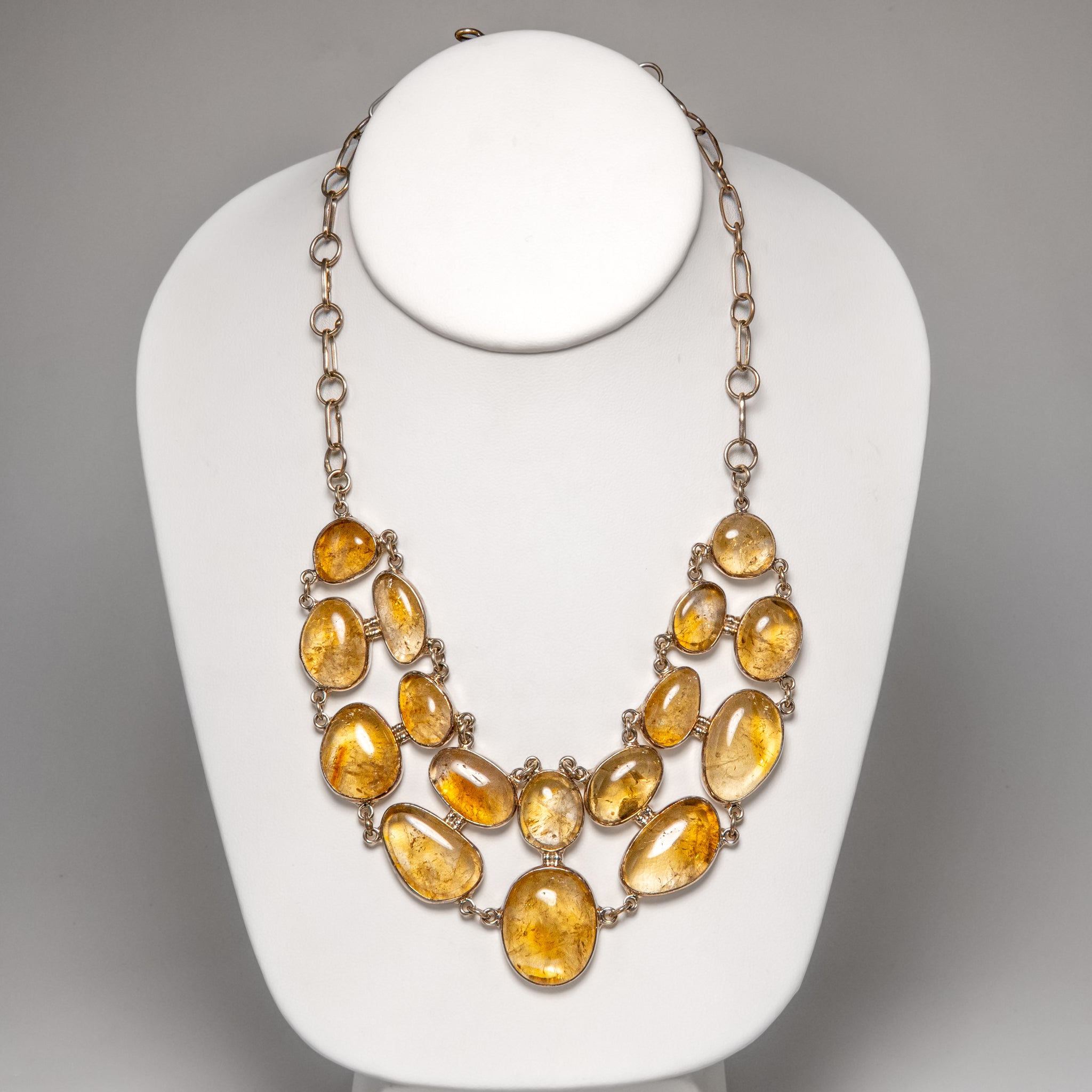 Genuine Rutilated Quartz Sterling Silver 16 Inch Statement Necklace