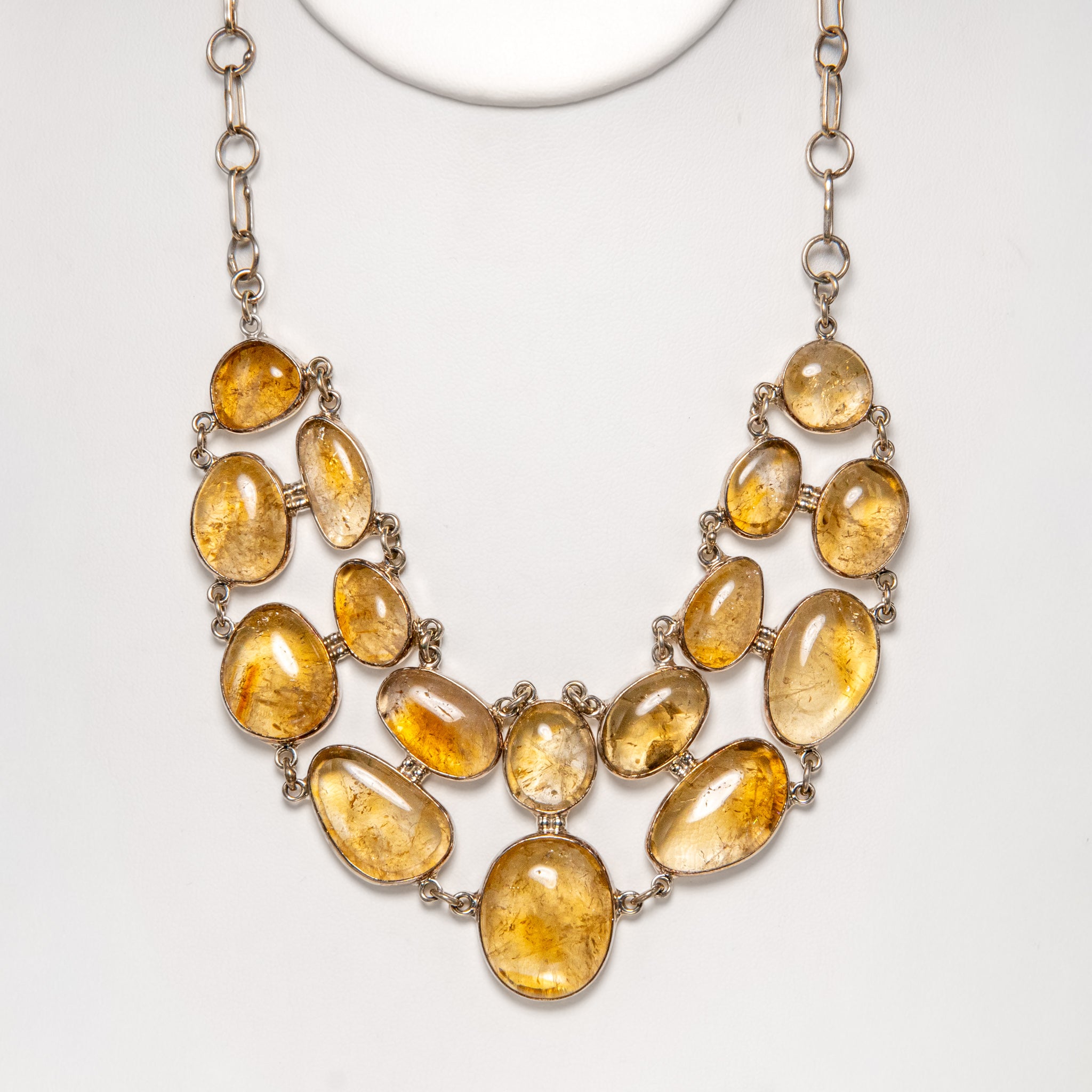 Genuine Rutilated Quartz Sterling Silver 16 Inch Statement Necklace