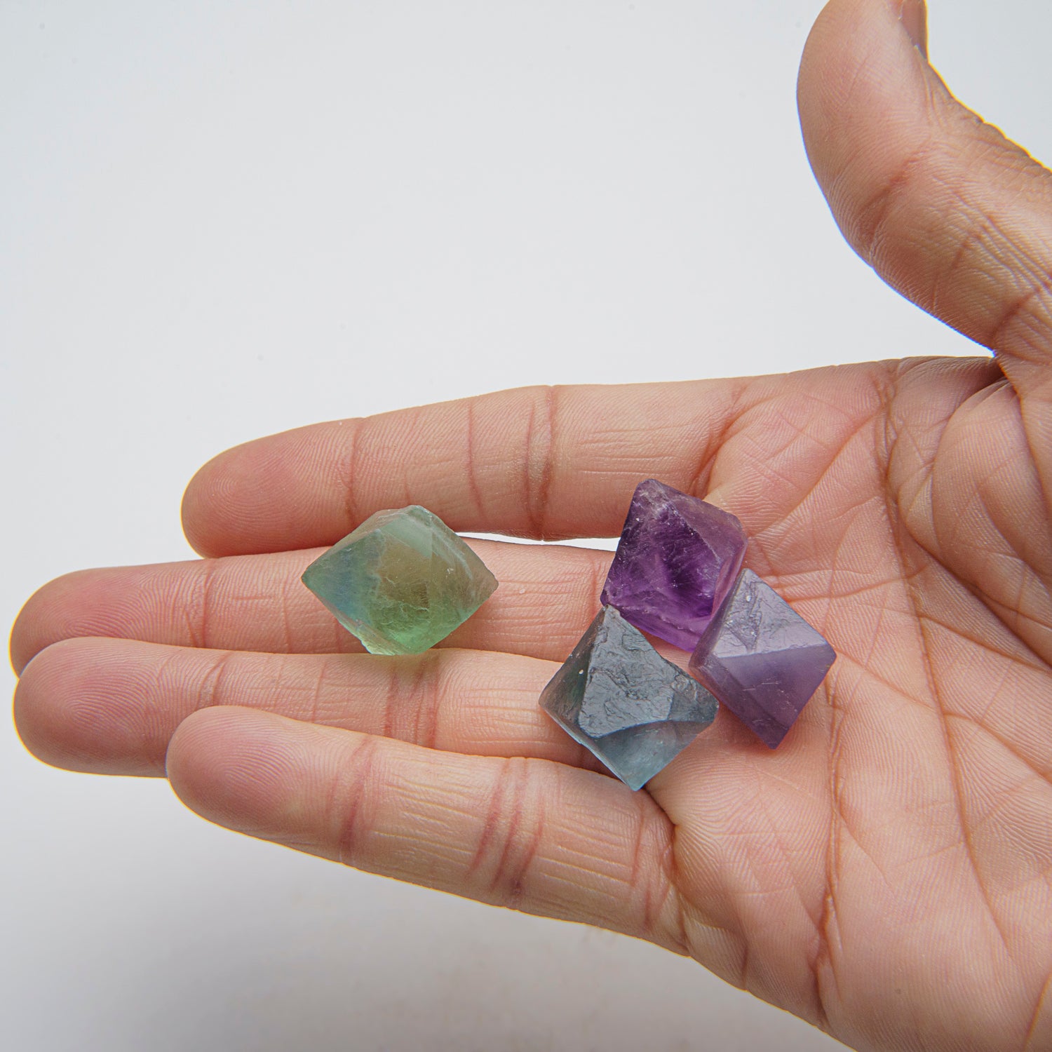 Four Translucent Fluorite Palm Crystals (Small) from China
