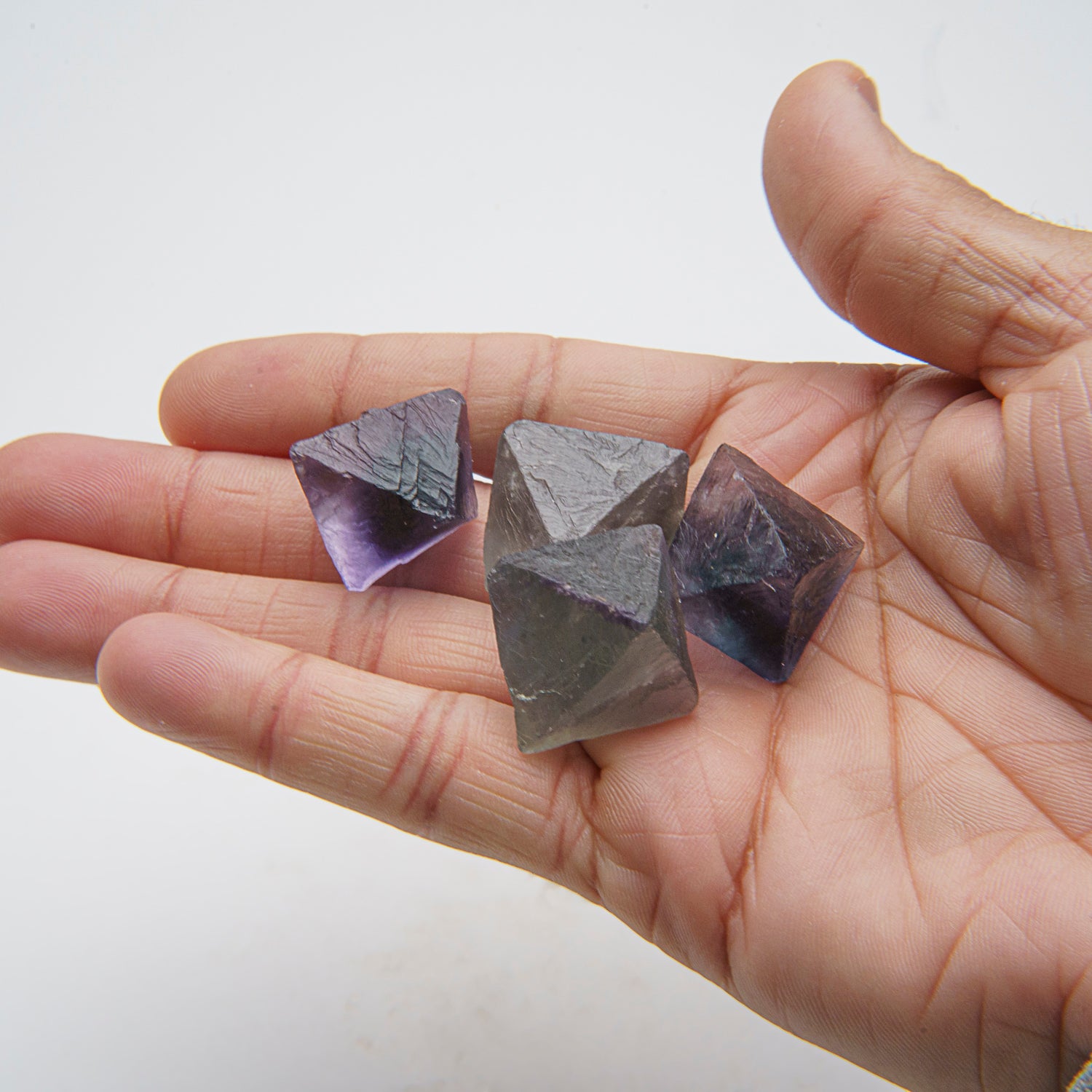 Four Translucent Fluorite (Medium) Palm Crystals from China