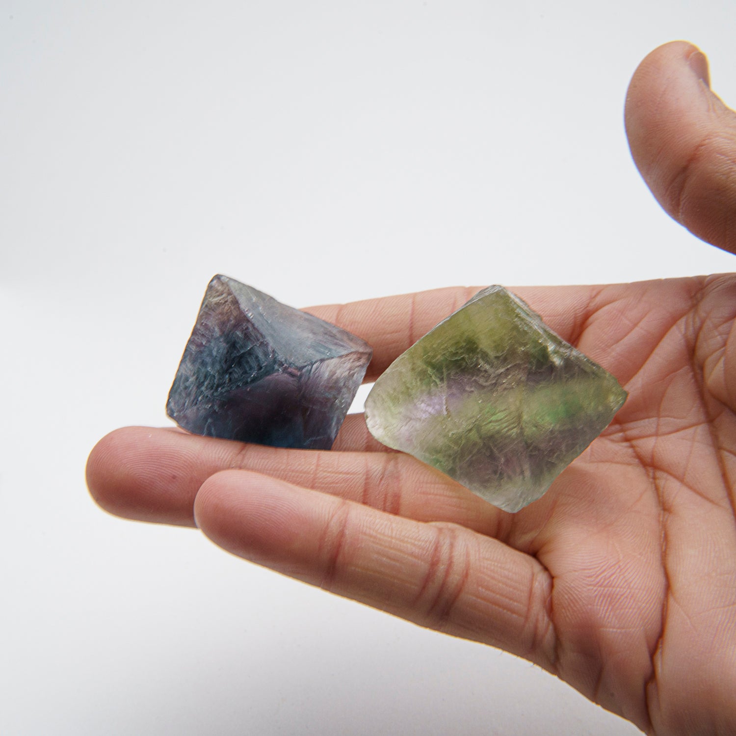 Two Translucent Fluorite (Large) Palm Crystals from China