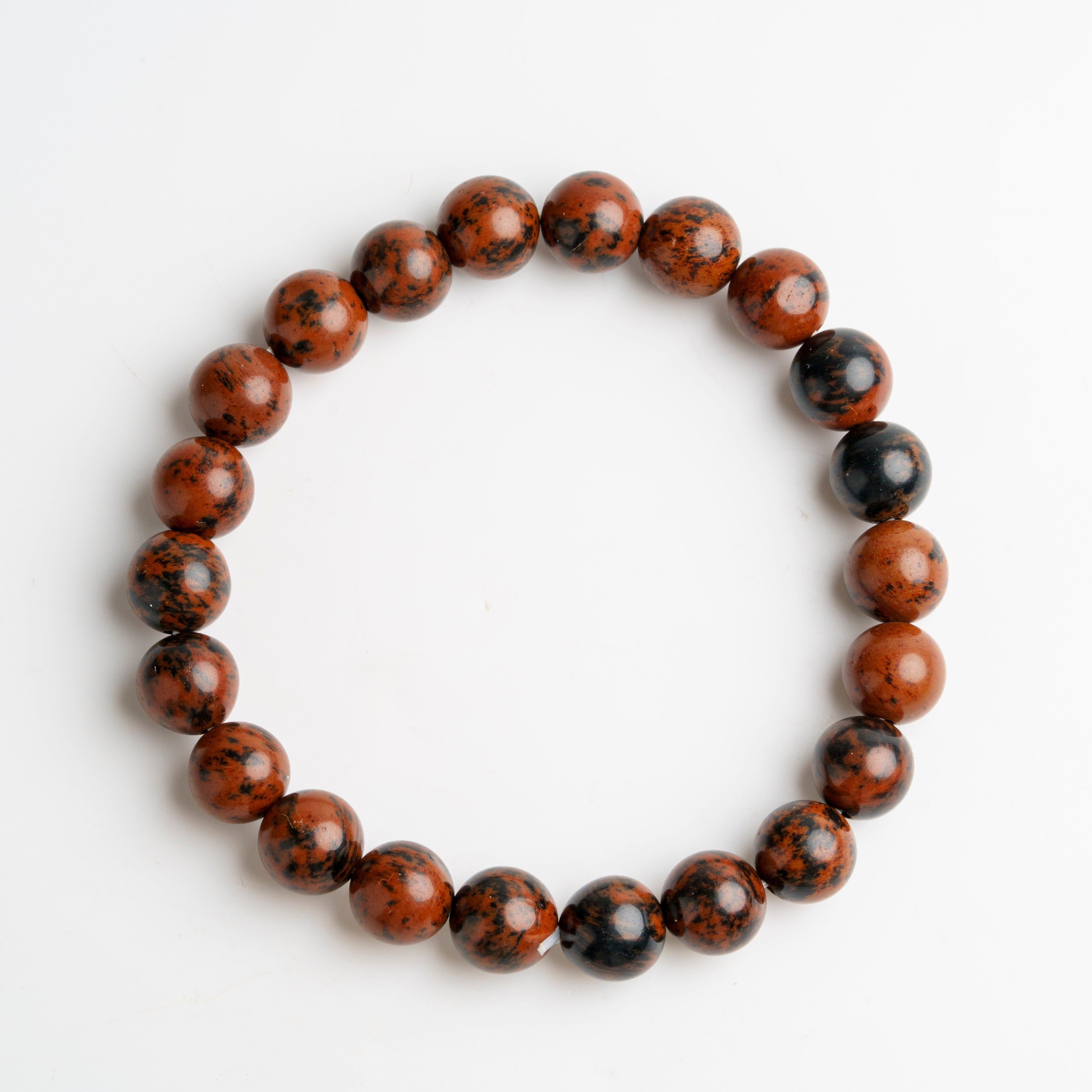 Genuine Mahogany Obsidian 8mm Beaded 7 Inch Stretch Bracelet