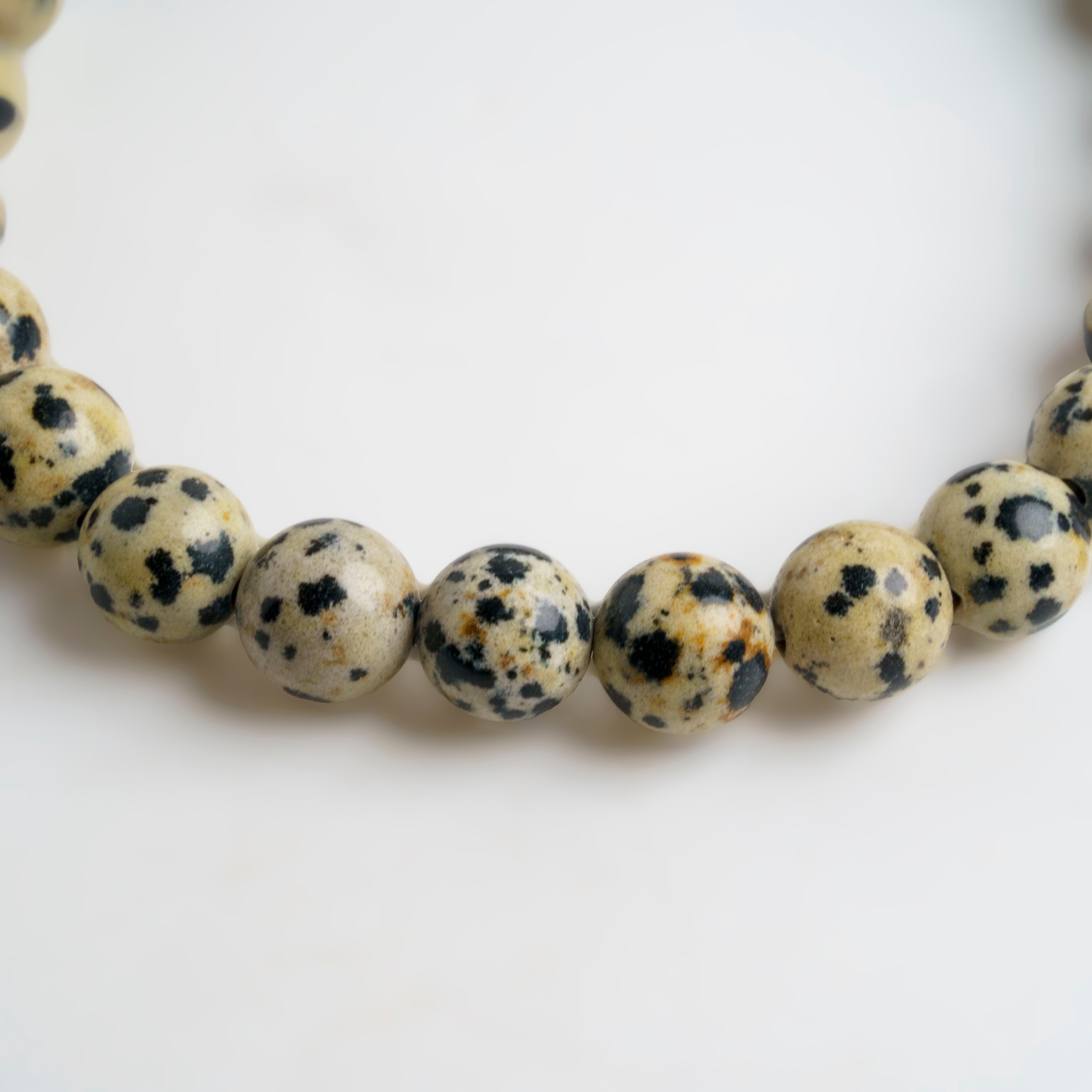 Genuine Dalmation Jasper 8mm Beaded 7 Inch Stretch Bracelet