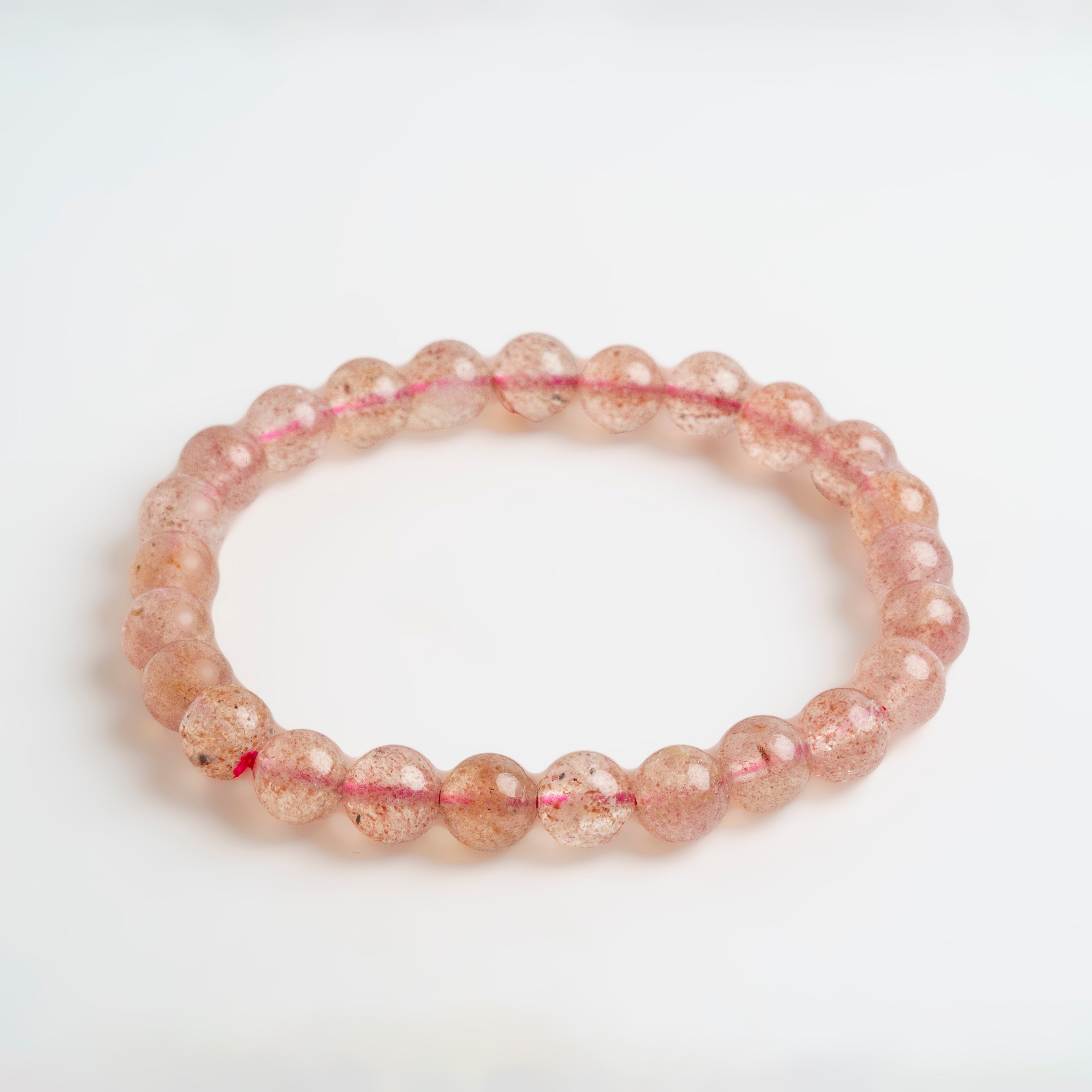 Strawberry Quartz 6mm Beaded 7 Inch Stretch Bracelet