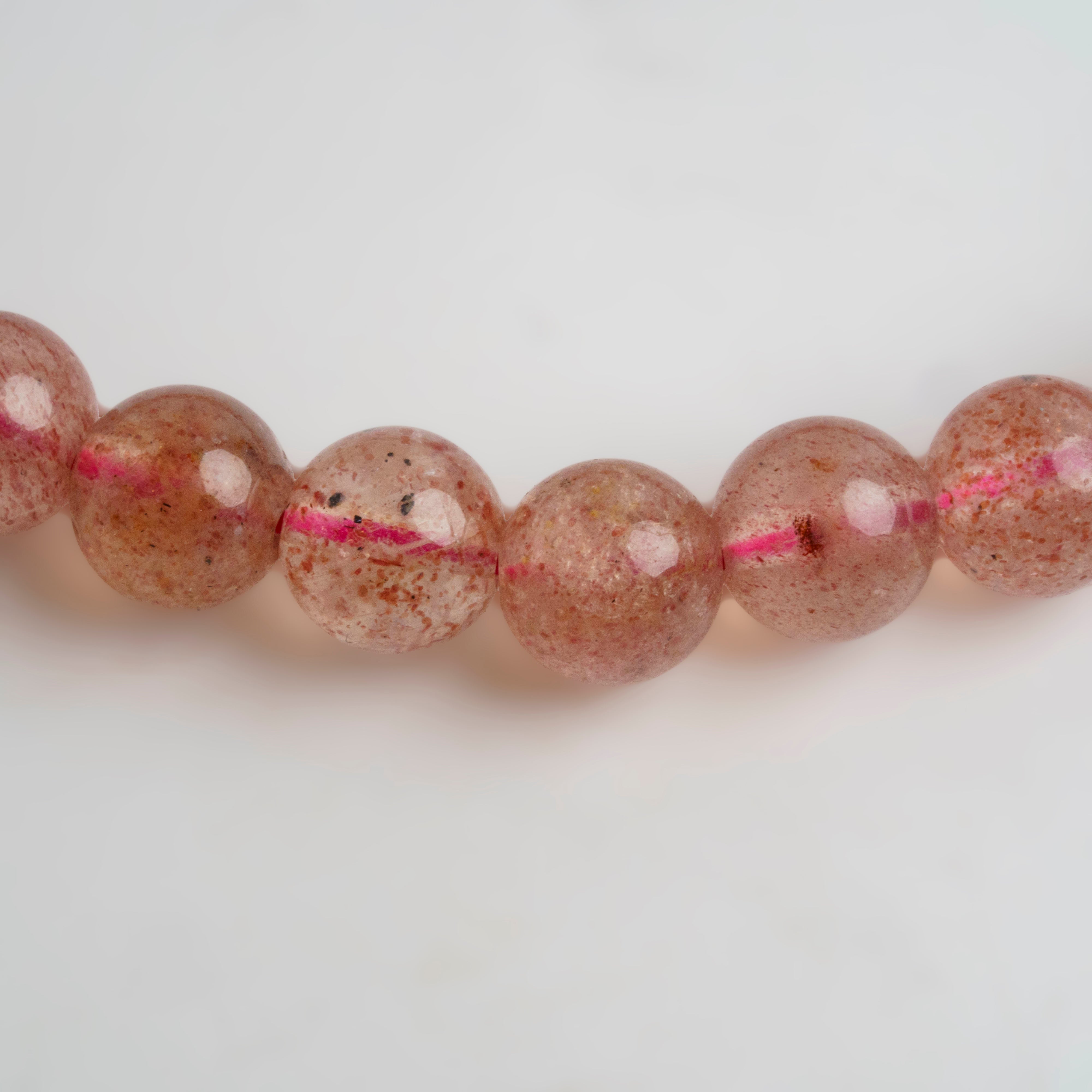 Strawberry Quartz 6mm Beaded 7 Inch Stretch Bracelet