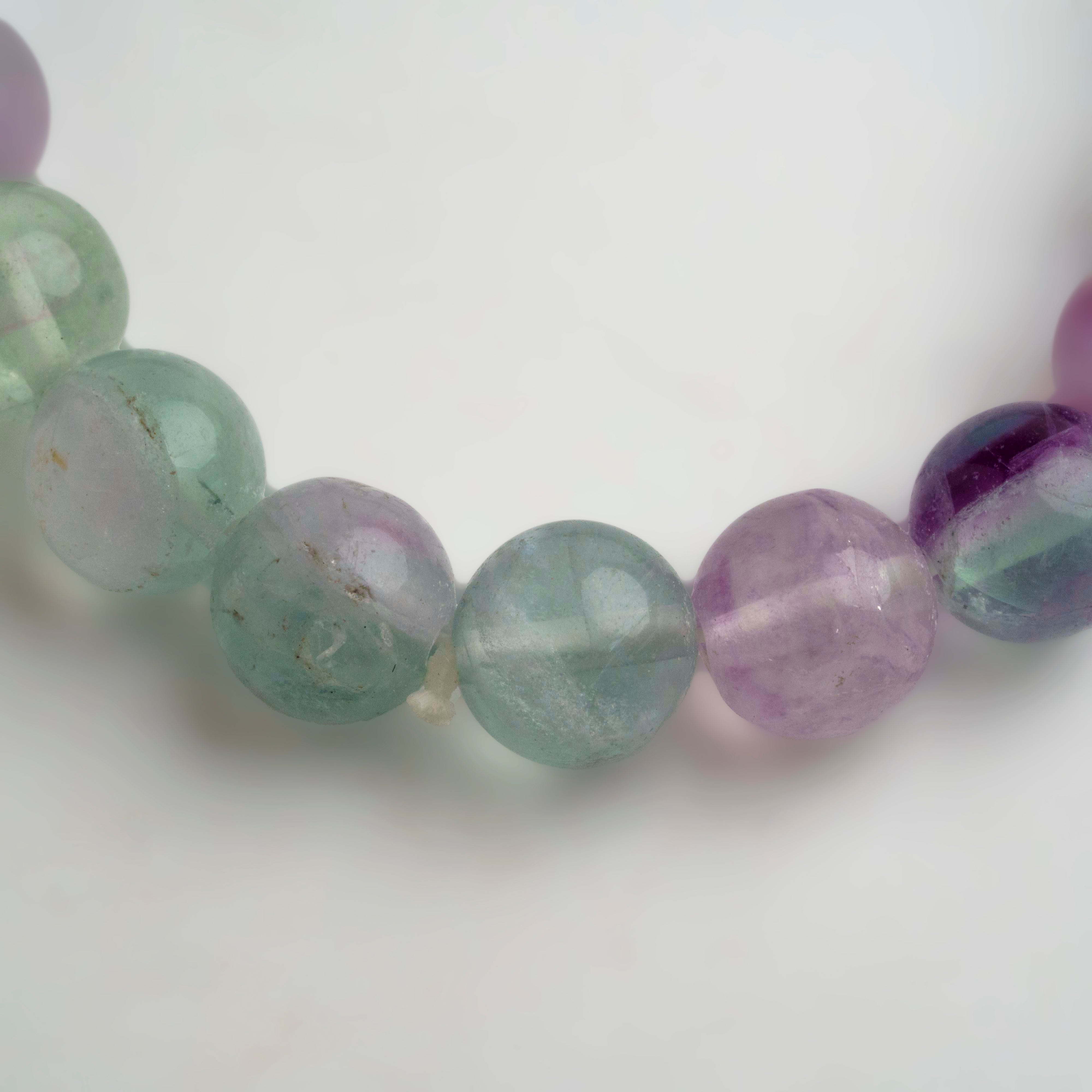 Genuine Fluorite 8mm Beaded 7 Inch Stretch Bracelet