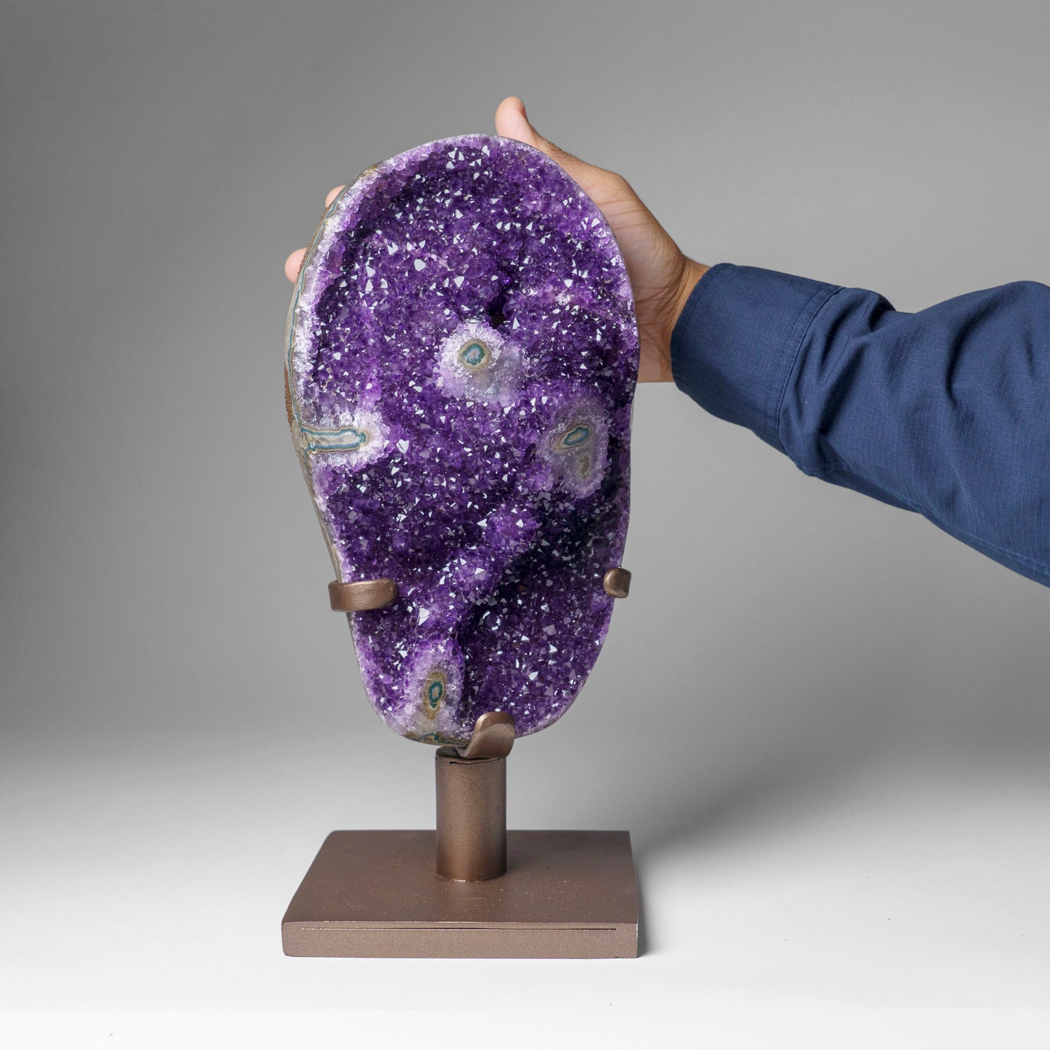 Genuine Amethyst Crystal Cluster on Rotating Stand from Brazil (12.5 lbs)