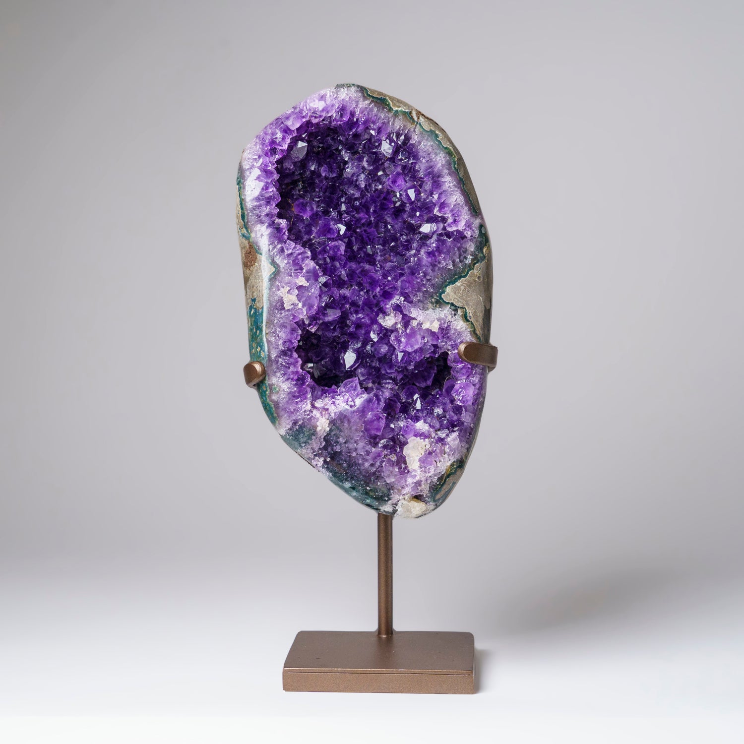 Genuine Amethyst Crystal Cluster Geode on Stand from Brazil (11.5 lbs)