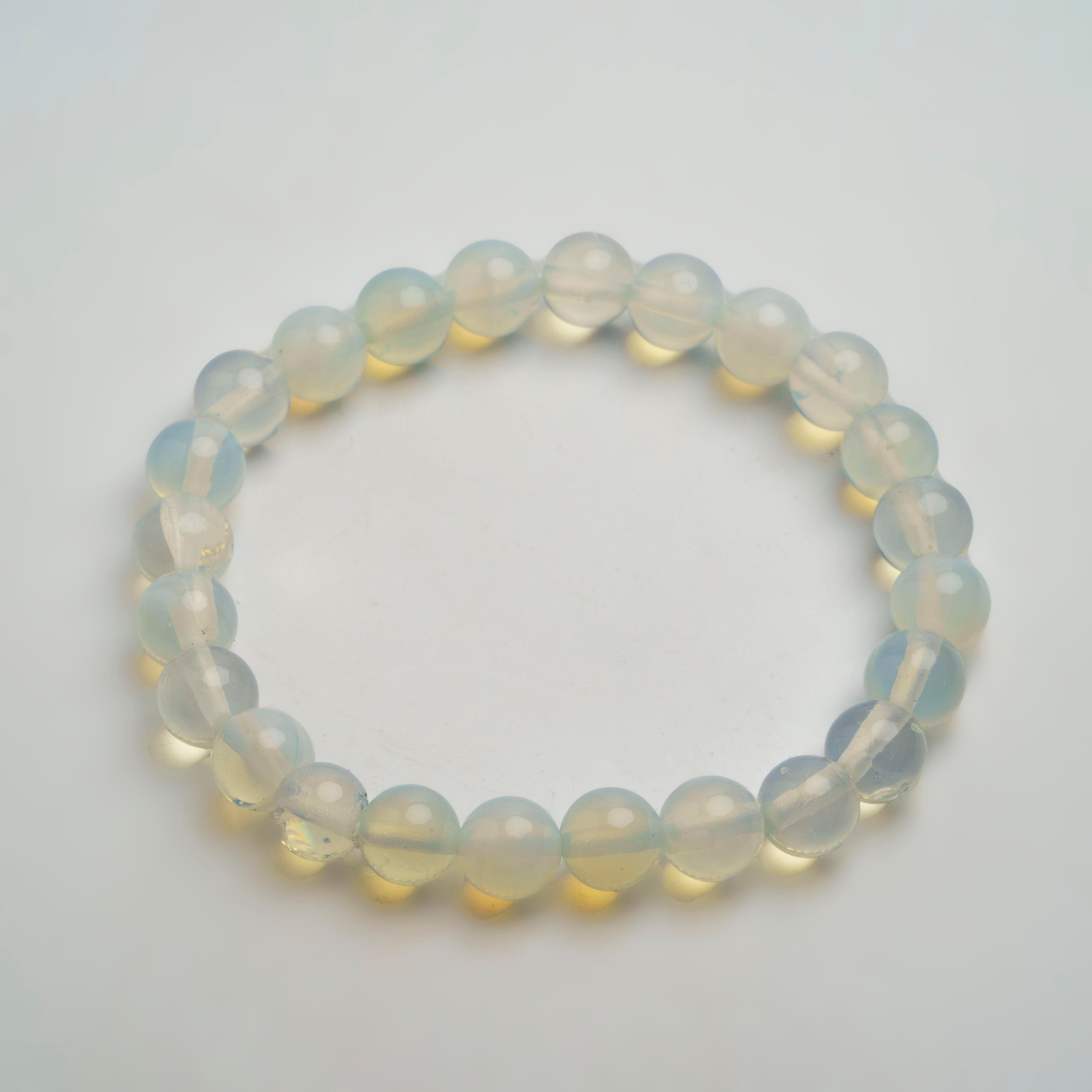 Natural Opalite Gemstone 6mm Beaded 7 Inch Stretch Bracelet