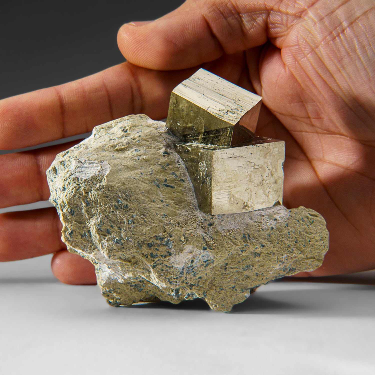 Pyrite Cube on Basalt from Navajún, La Rioja Province, Spain (312 grams)